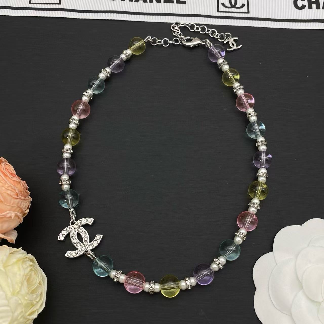 CHANE1 ダブルC カラフルビーズネックレス【50％割引+送料無料】