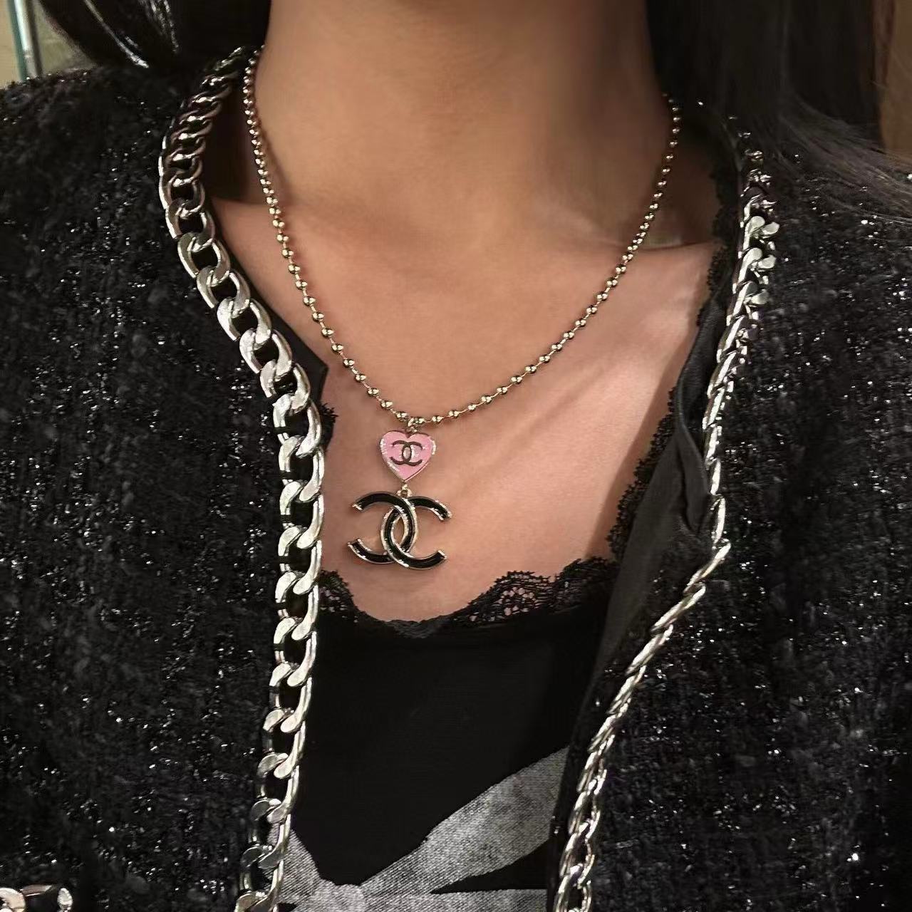 CHANE1 ダブルCハートネックレス【50％割引+送料無料】