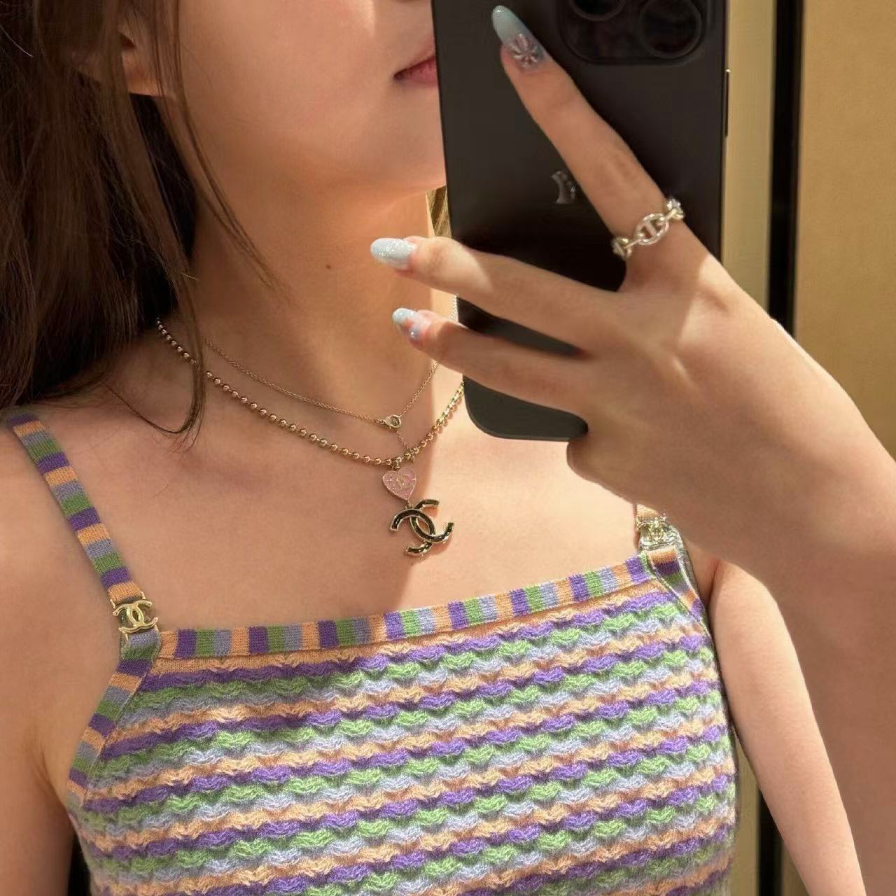 CHANE1 ダブルCハートネックレス【50％割引+送料無料】