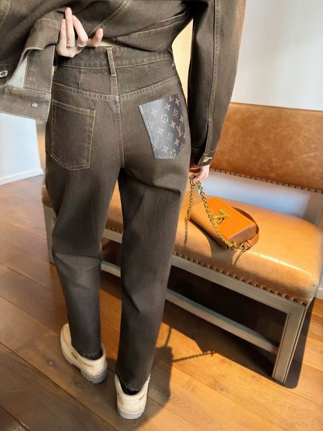 LVデニムジャケットとパンツのツーピースセット【50％割引+送料無料】