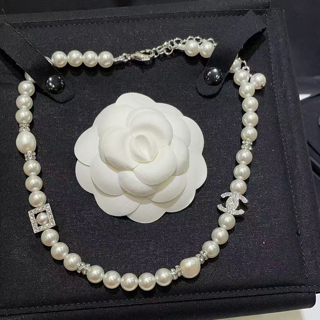 CHANE1 ダブルCパールネックレス【50％割引+送料無料】