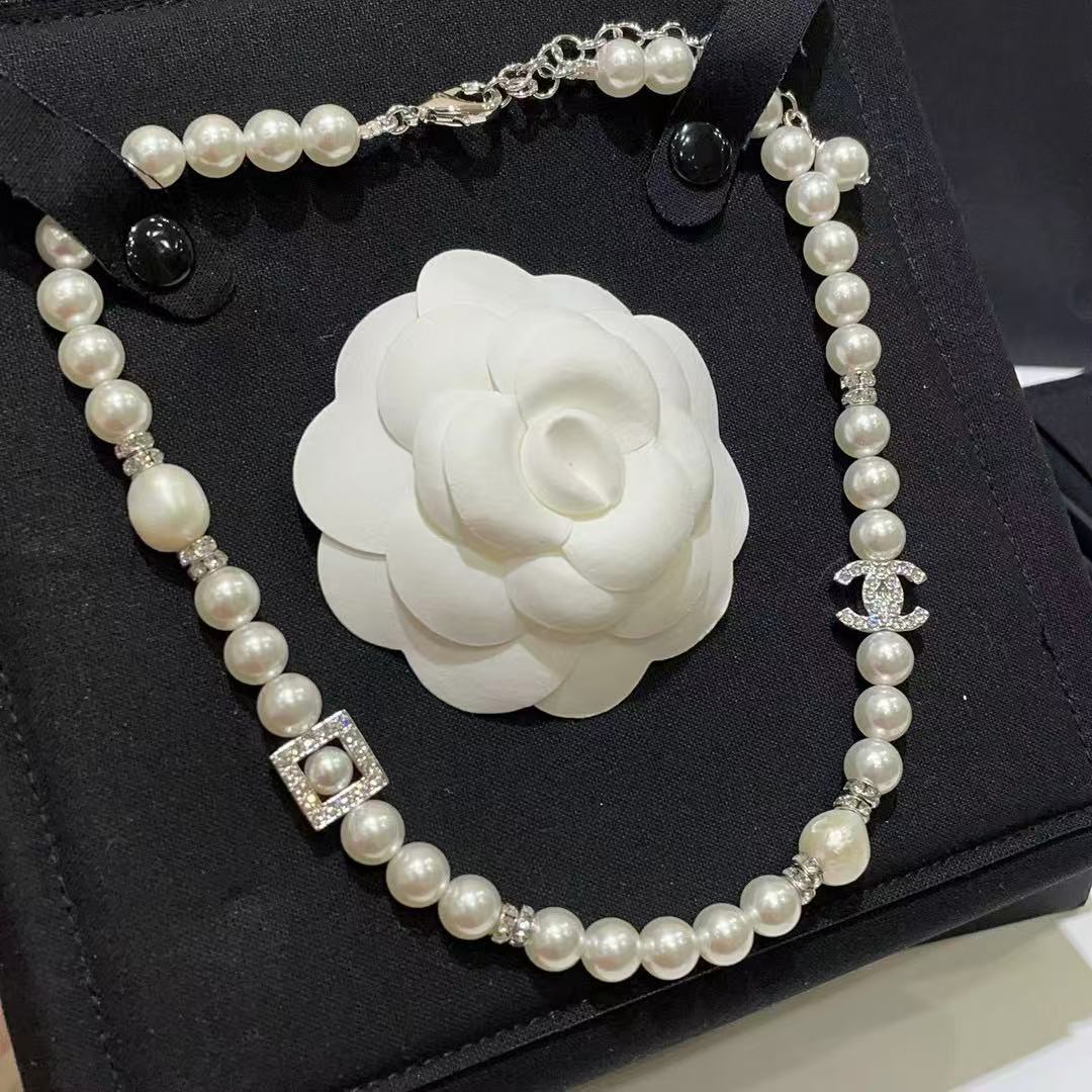 CHANE1 ダブルCパールネックレス【50％割引+送料無料】