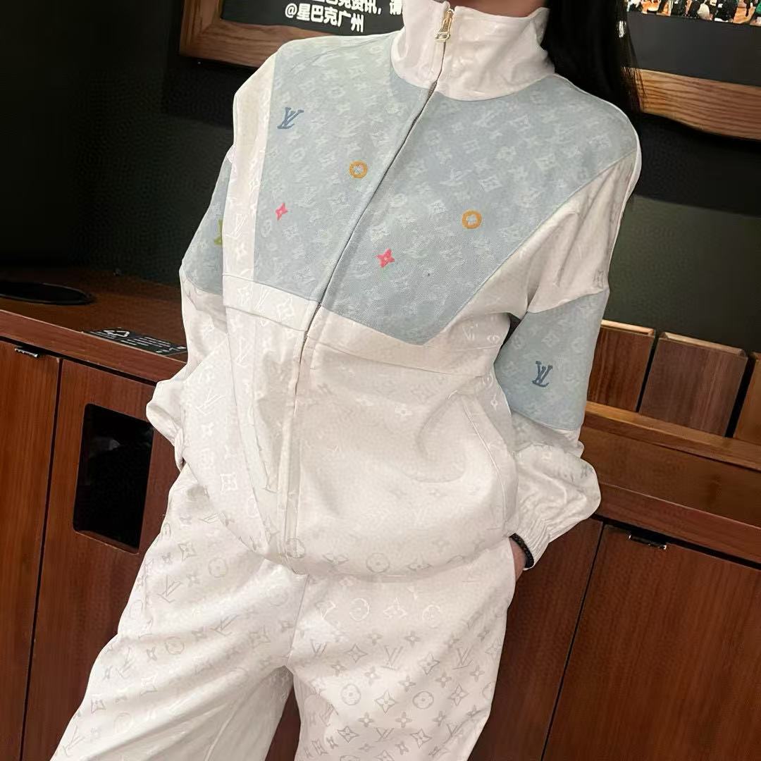 LV刺繍プリントコート+パンツのツーピースセット【50％割引+送料無料】