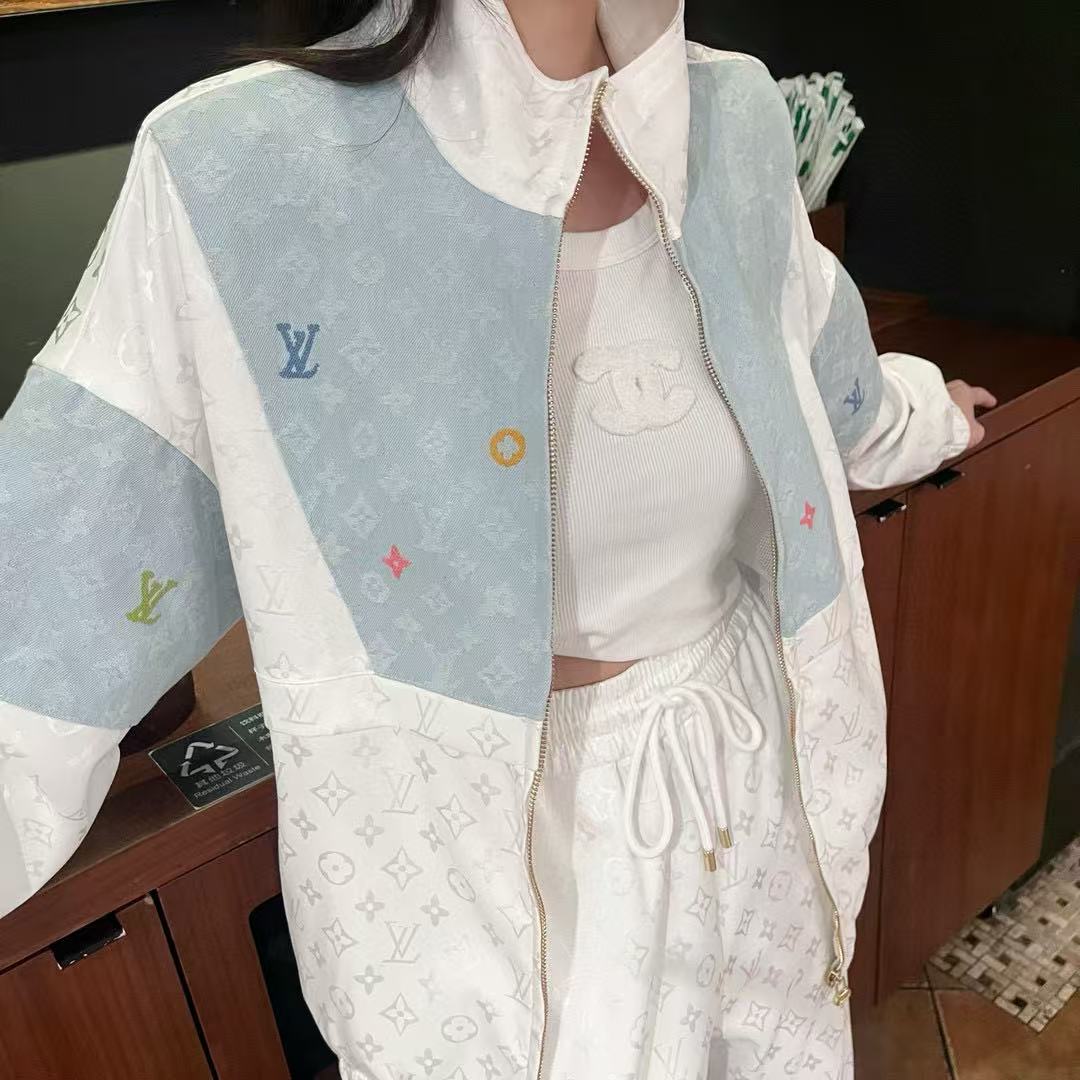 LV刺繍プリントコート+パンツのツーピースセット【50％割引+送料無料】