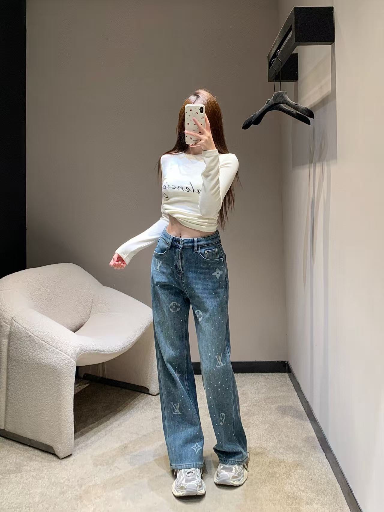 LV四つ葉のクローバープリントジーンズ【50％割引+送料無料】