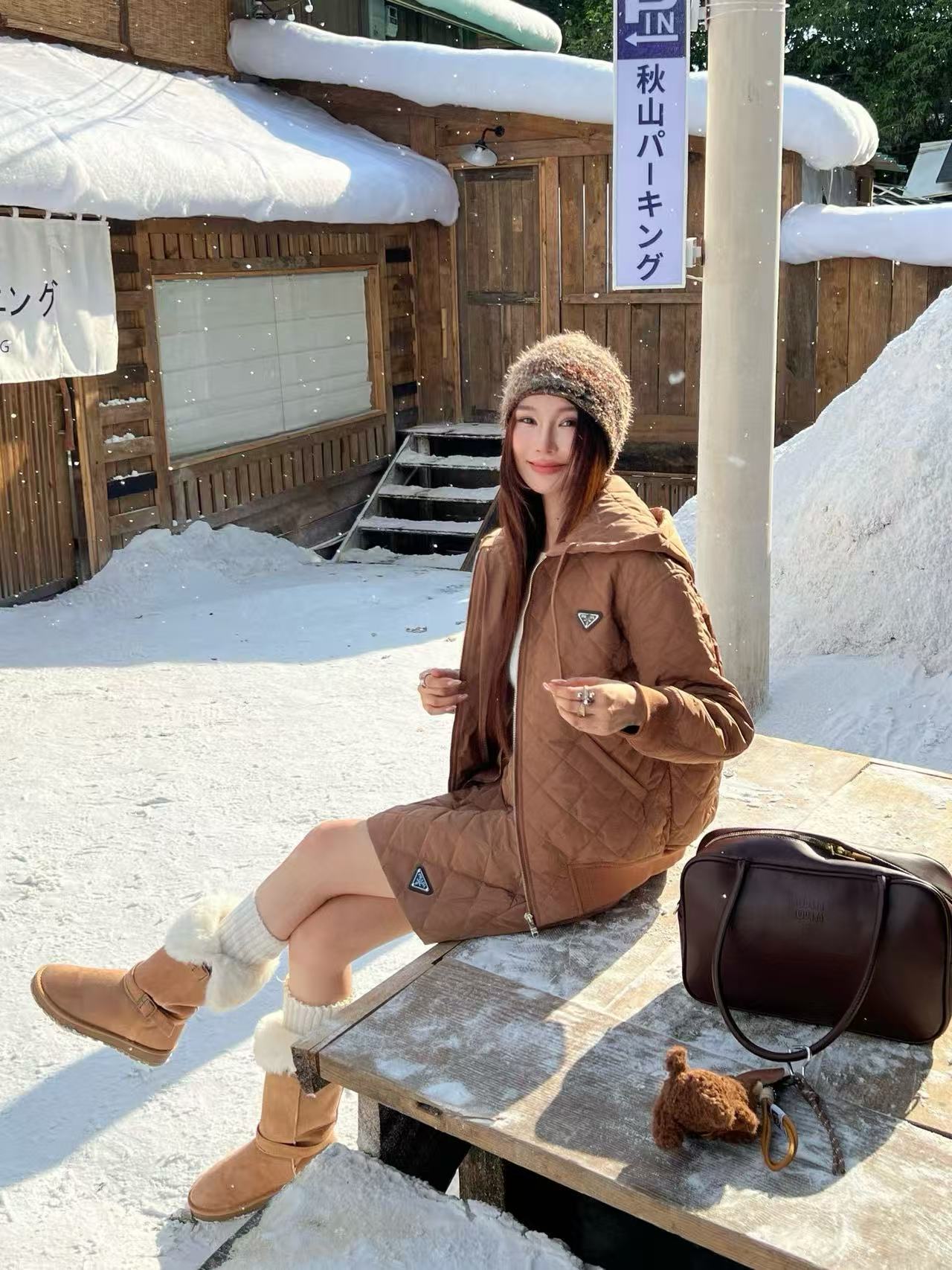 PR4DAフード付きチェックジャケット+スカート ツーピースセット【50％割引+送料無料】