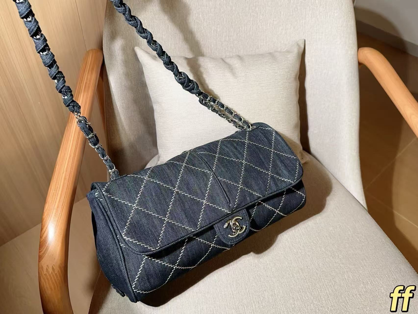 CHANE1CF デニムチェックショルダーバッグ【50％割引+送料無料】