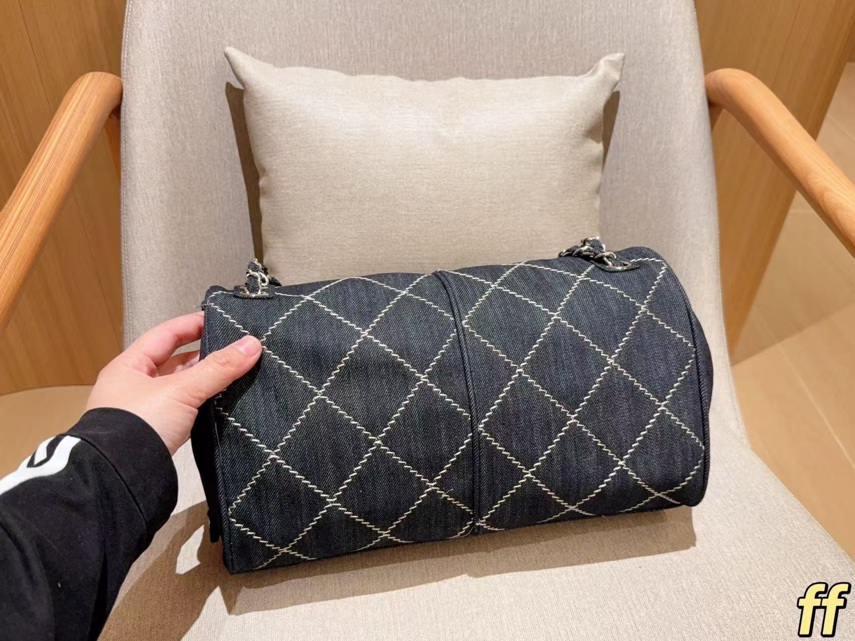CHANE1CF デニムチェックショルダーバッグ【50％割引+送料無料】