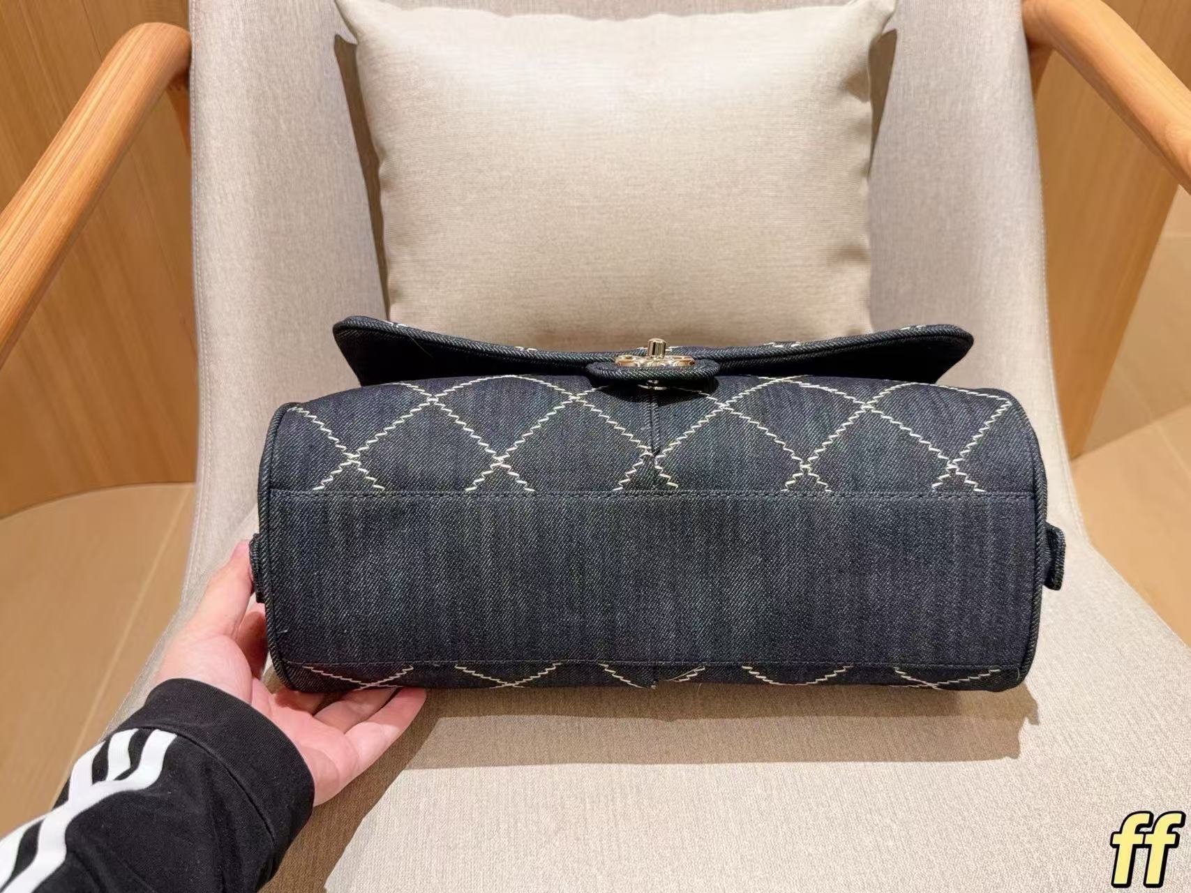 CHANE1CF デニムチェックショルダーバッグ【50％割引+送料無料】