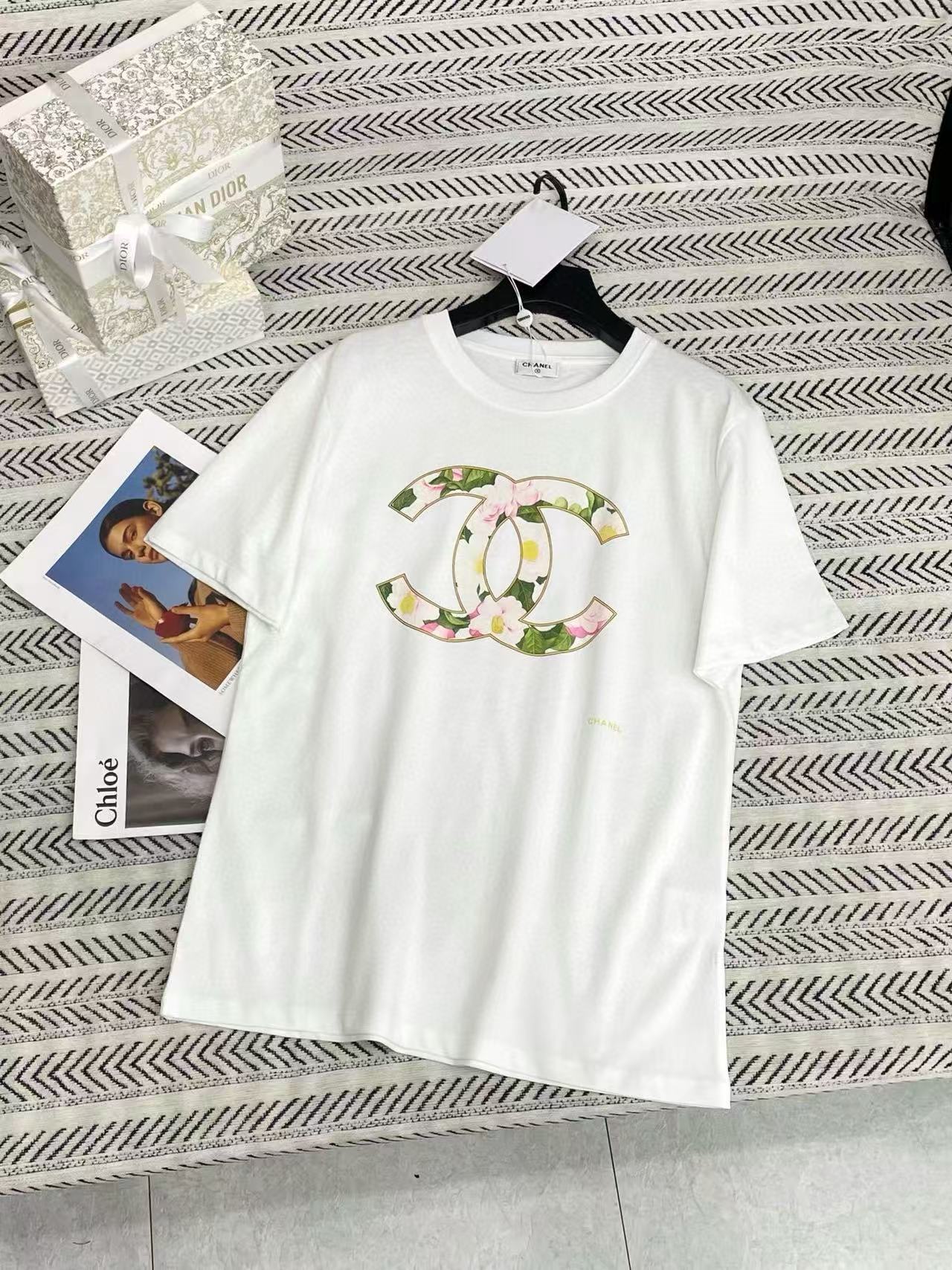 CHANE1 ダブルC フローラルロゴTシャツ【50％割引+送料無料】