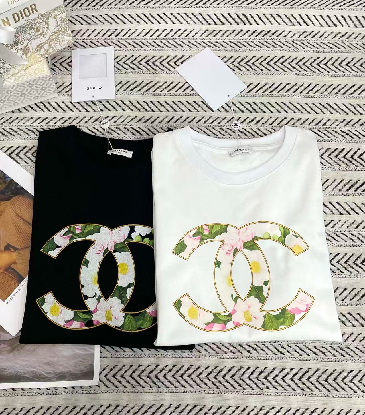CHANE1 ダブルC フローラルロゴTシャツ【50％割引+送料無料】