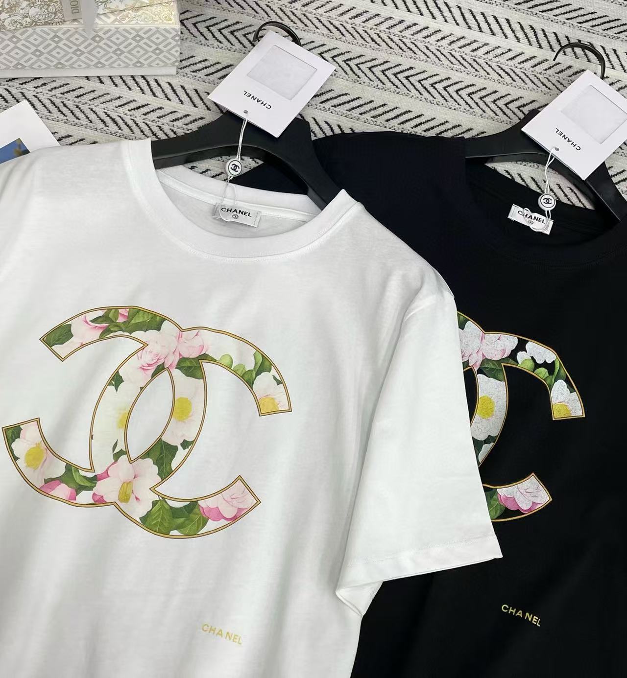 CHANE1 ダブルC フローラルロゴTシャツ【50％割引+送料無料】