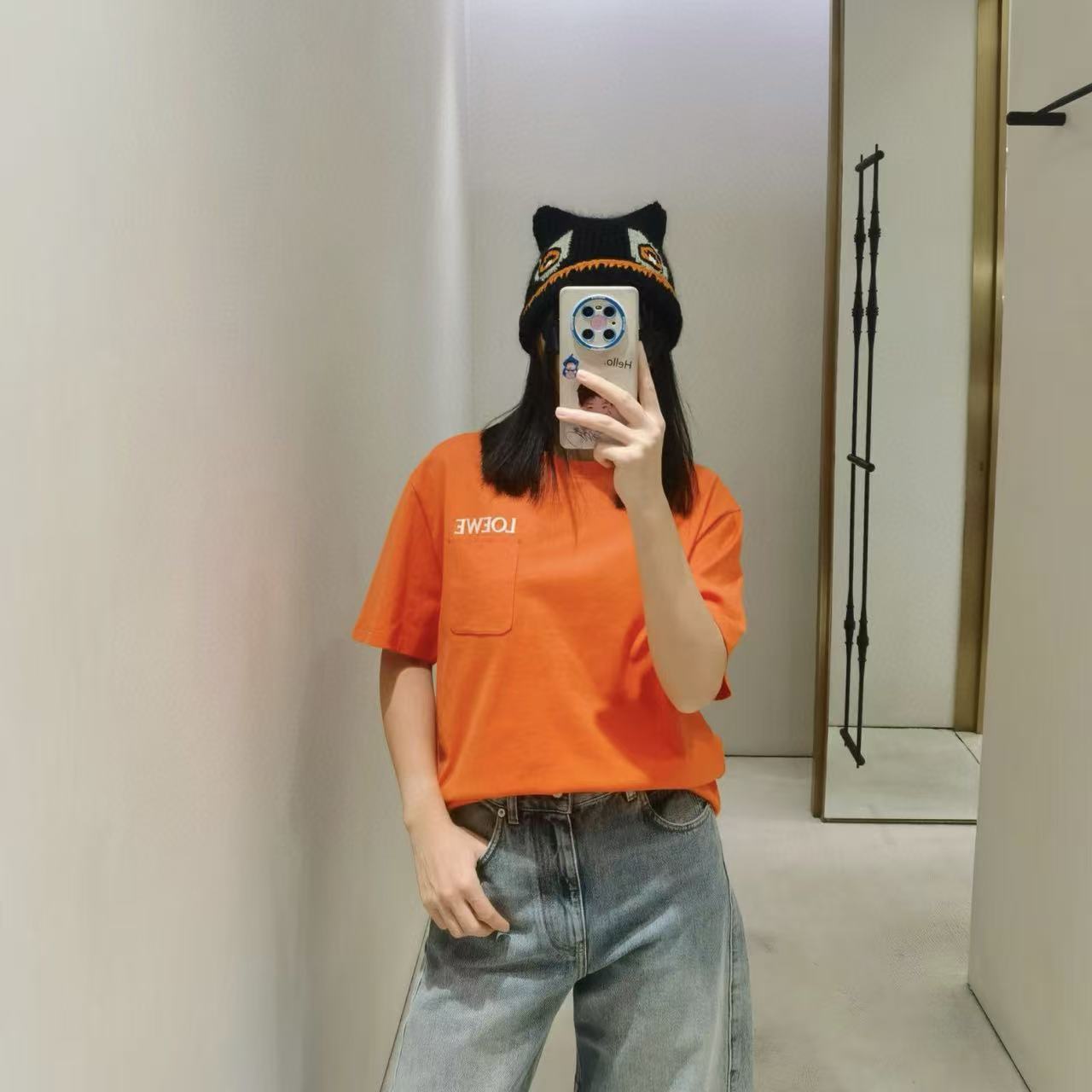 L0WEW 刺繍レターポケットTシャツ【50％割引+送料無料】