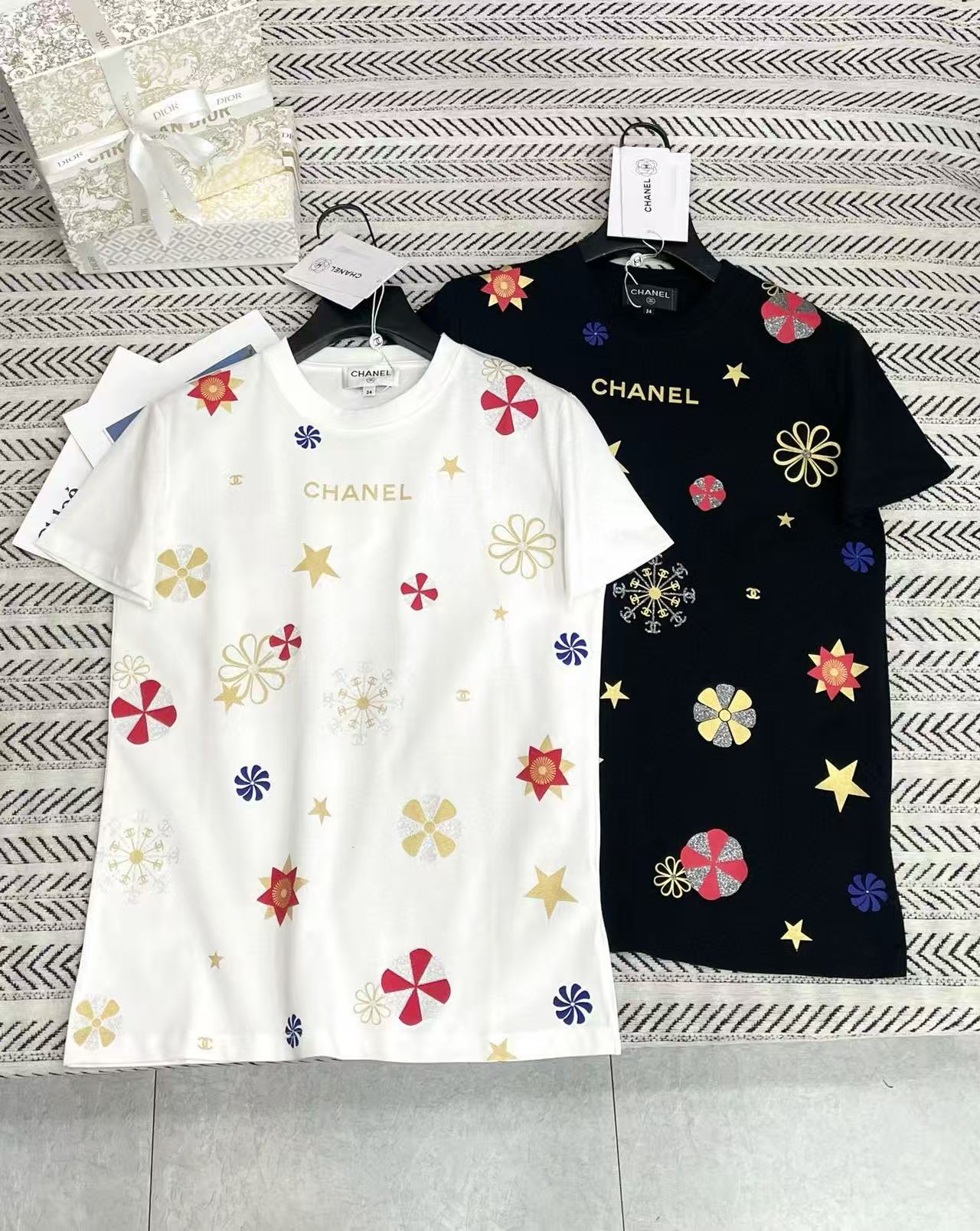 CHANE1 五芒星プリントレターTシャツ【50％割引+送料無料】