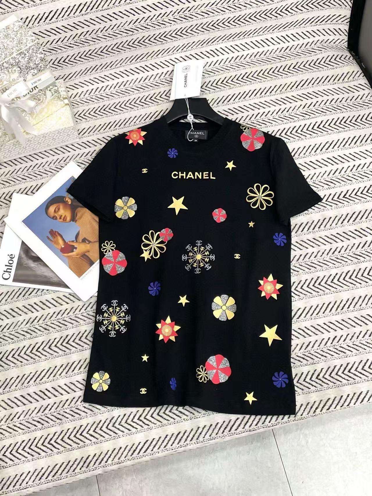 CHANE1 五芒星プリントレターTシャツ【50％割引+送料無料】