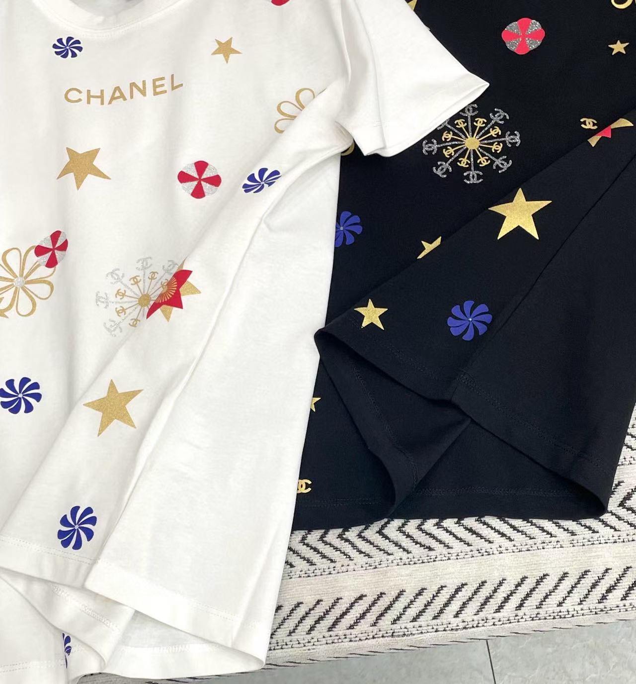 CHANE1 五芒星プリントレターTシャツ【50％割引+送料無料】