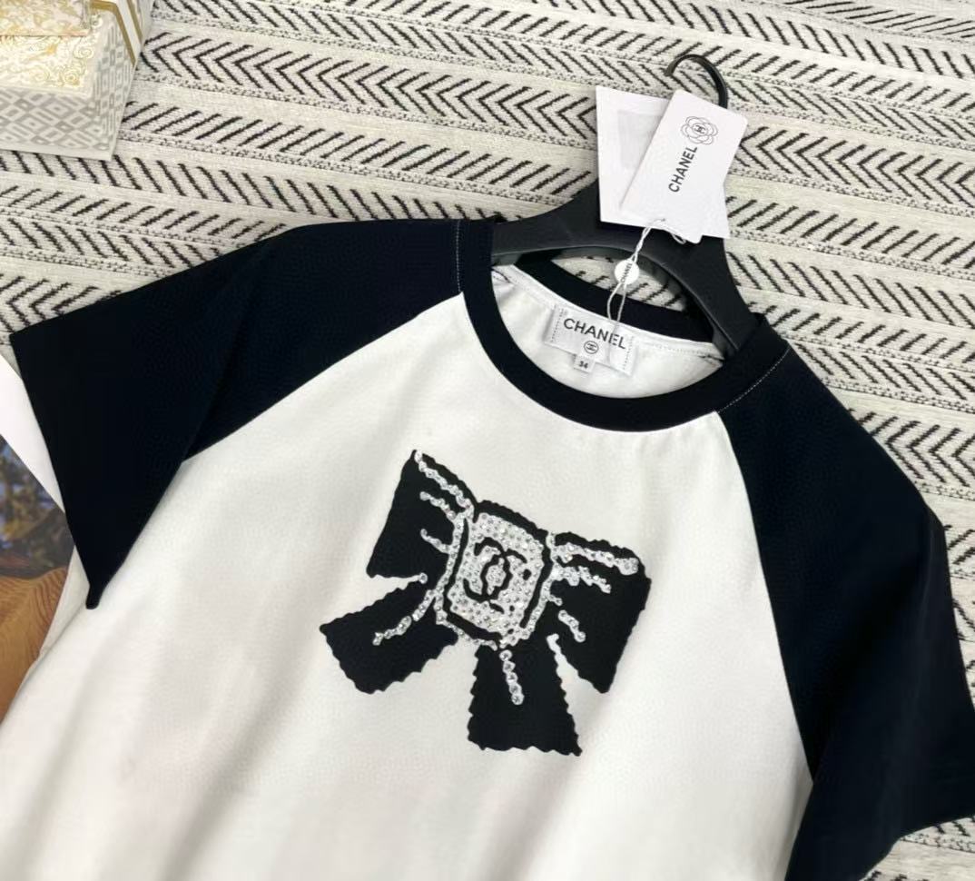 CHANE1 ダブルC ボウTシャツ【50％割引+送料無料】