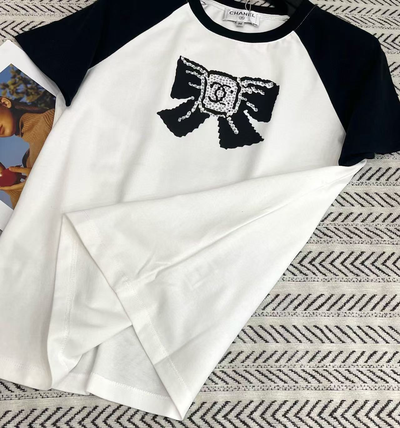 CHANE1 ダブルC ボウTシャツ【50％割引+送料無料】