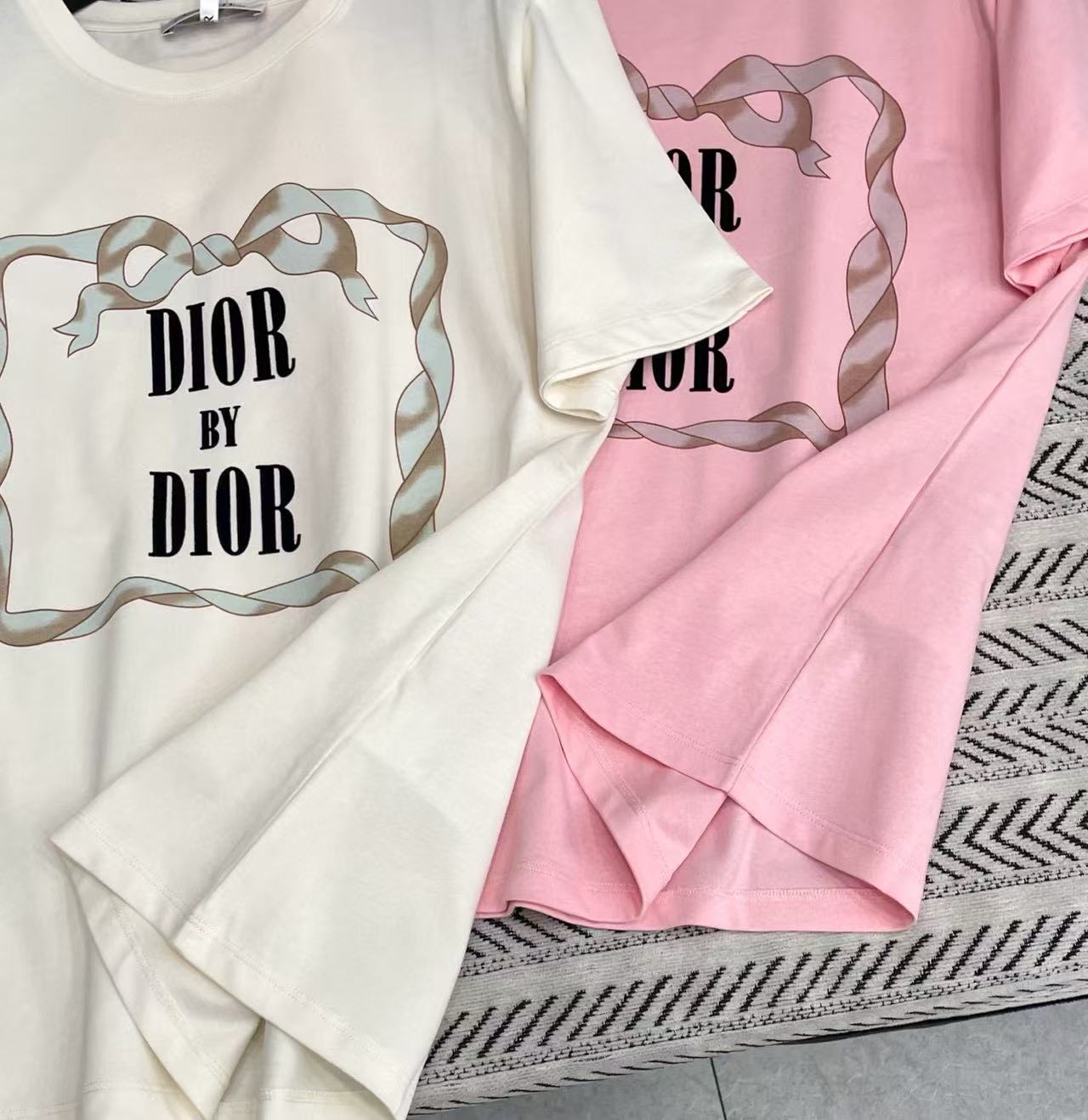 DIOR フロック レター ボウ Tシャツ【50％割引+送料無料】
