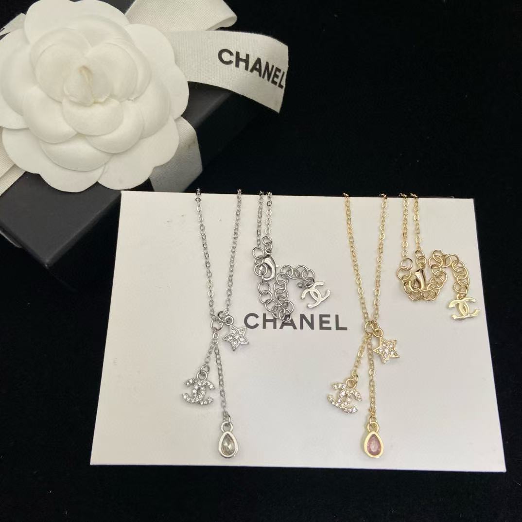 CHANE1 ダブルC ファイブポインテッドスター パールネックレス【50％割引+送料無料】