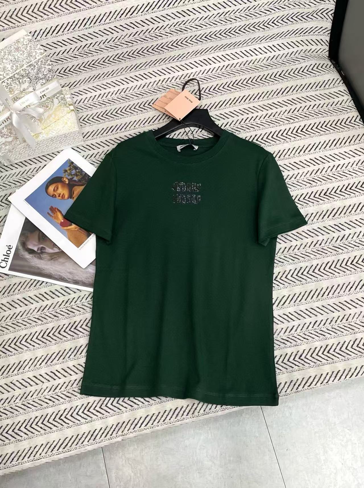 M1UM1U シンプルビーズレターTシャツ【50％割引+送料無料】