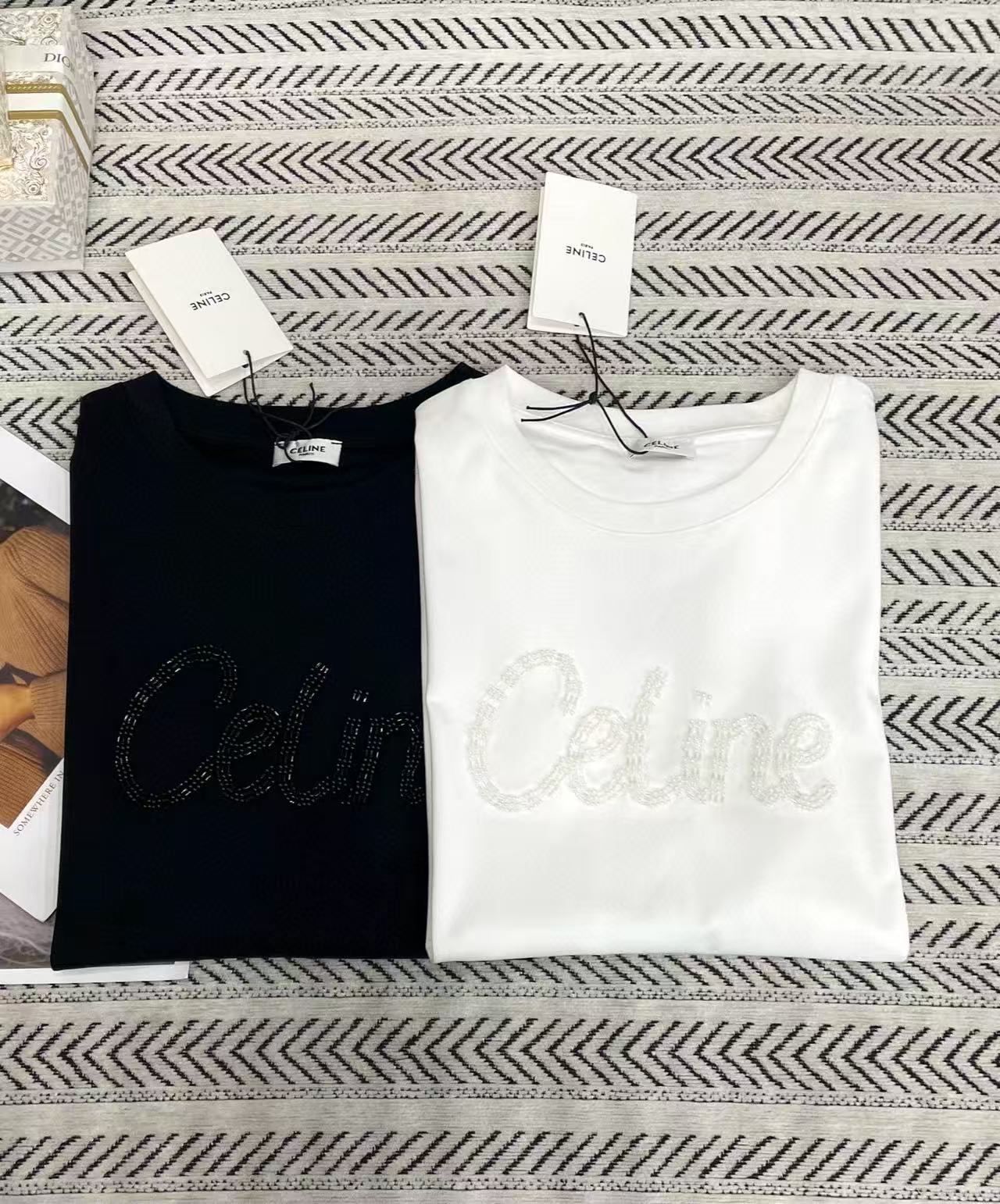 CEL1NE ハンドビーズレターTシャツ【50％割引+送料無料】