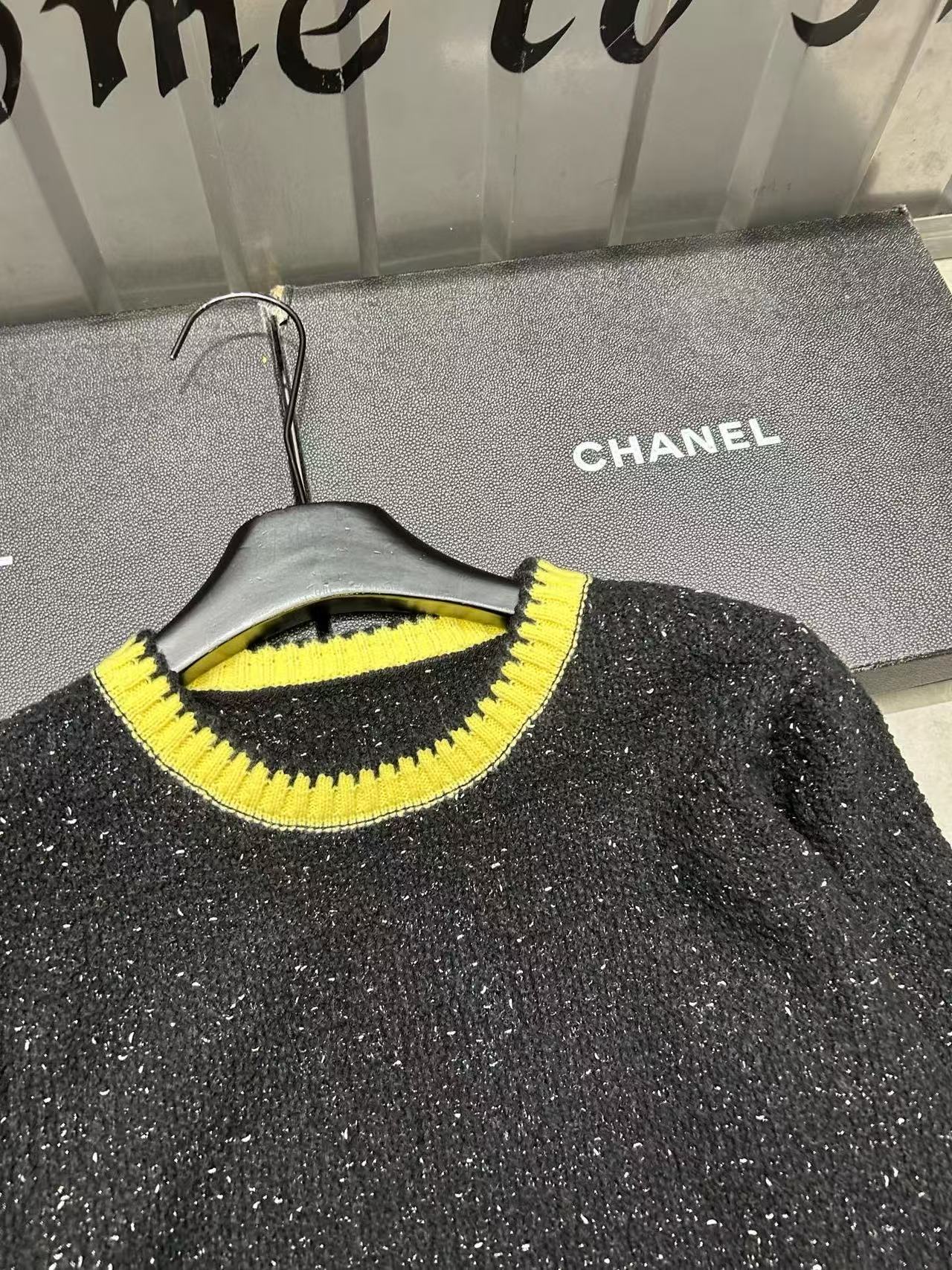 CHANE1 ダブルC カラーブロック ウールセーター【50％割引+送料無料】