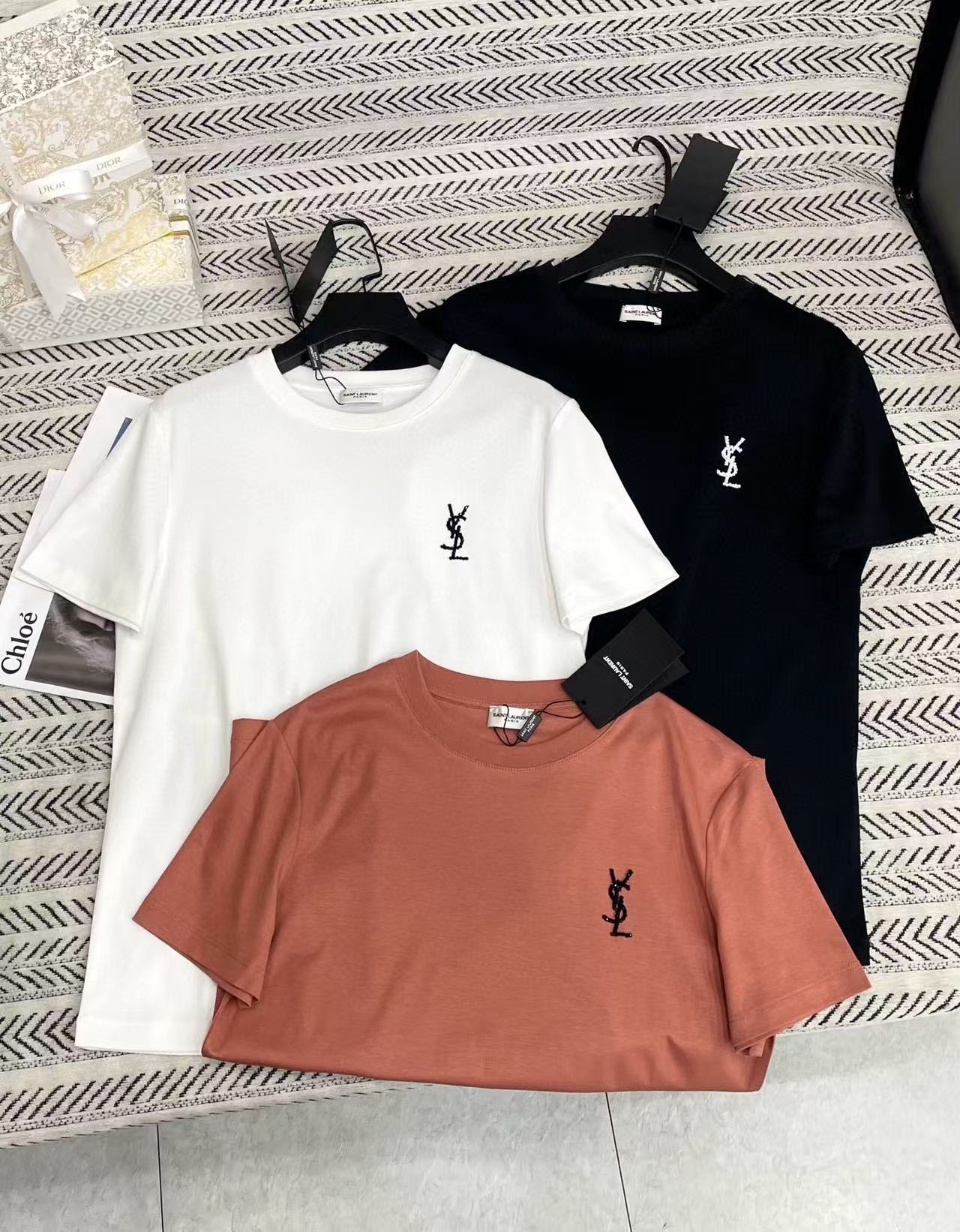 YSL ミニマリスト 刺繍ロゴ Tシャツ【50％割引+送料無料】