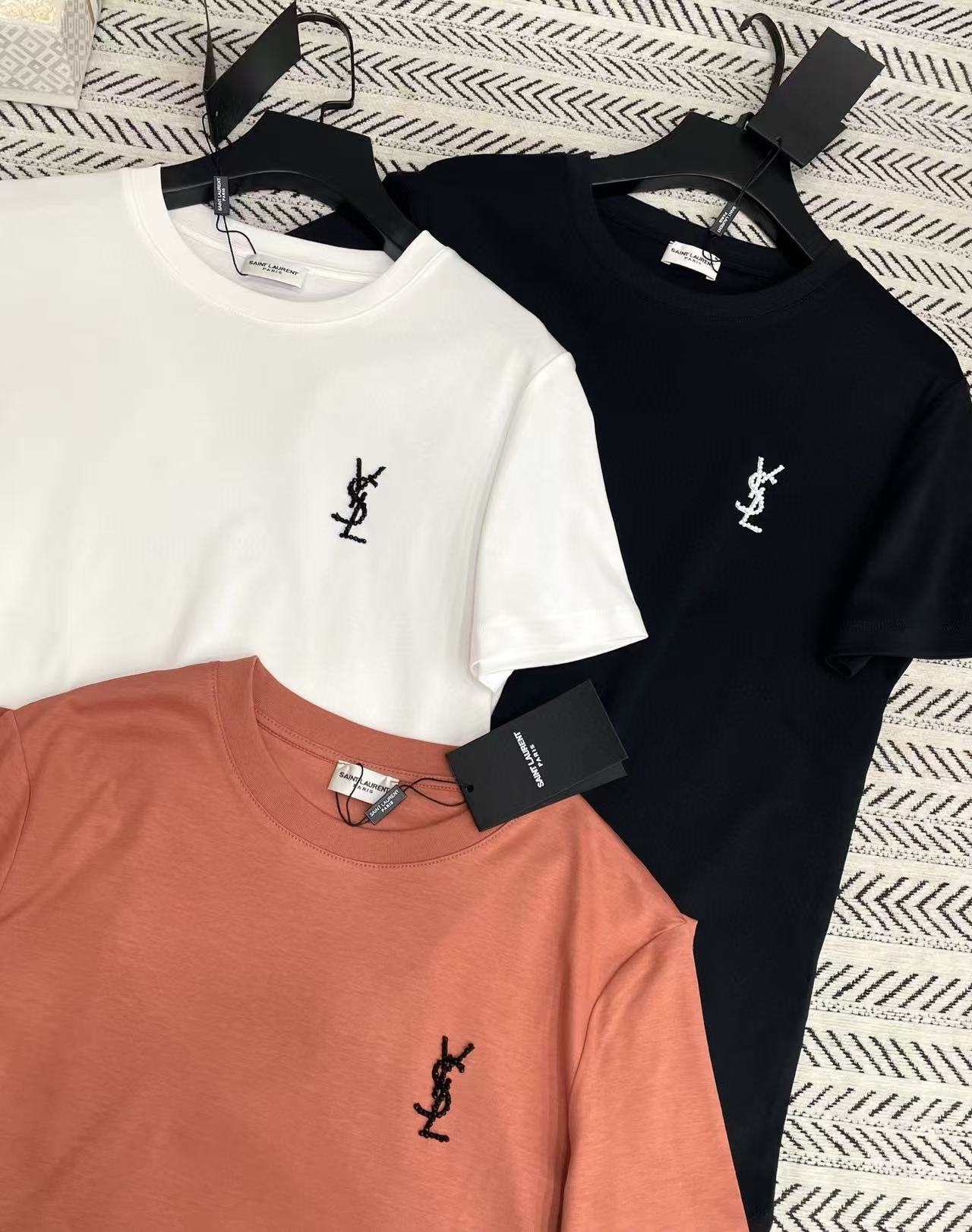 YSL ミニマリスト 刺繍ロゴ Tシャツ【50％割引+送料無料】