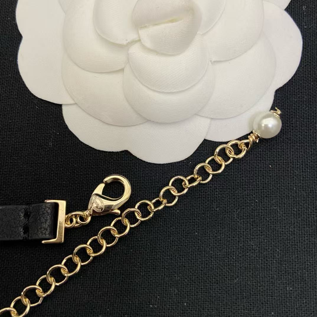 CHANE1 レザー ダブルC ダイヤモンドネックレス【50％割引+送料無料】