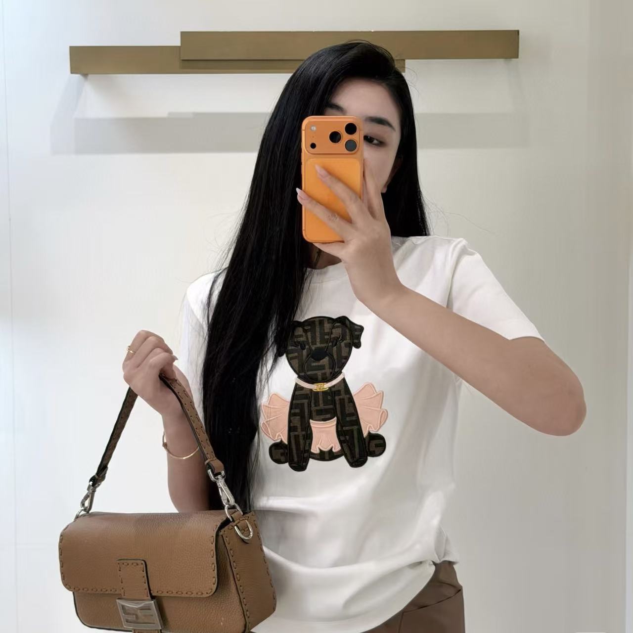 FEND1 漫画刺繍子犬Tシャツ【50％割引+送料無料】