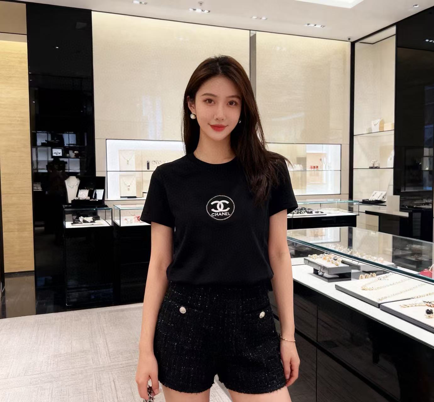 CHANE1 ダブルC 刺繍レターTシャツ【50％割引+送料無料】