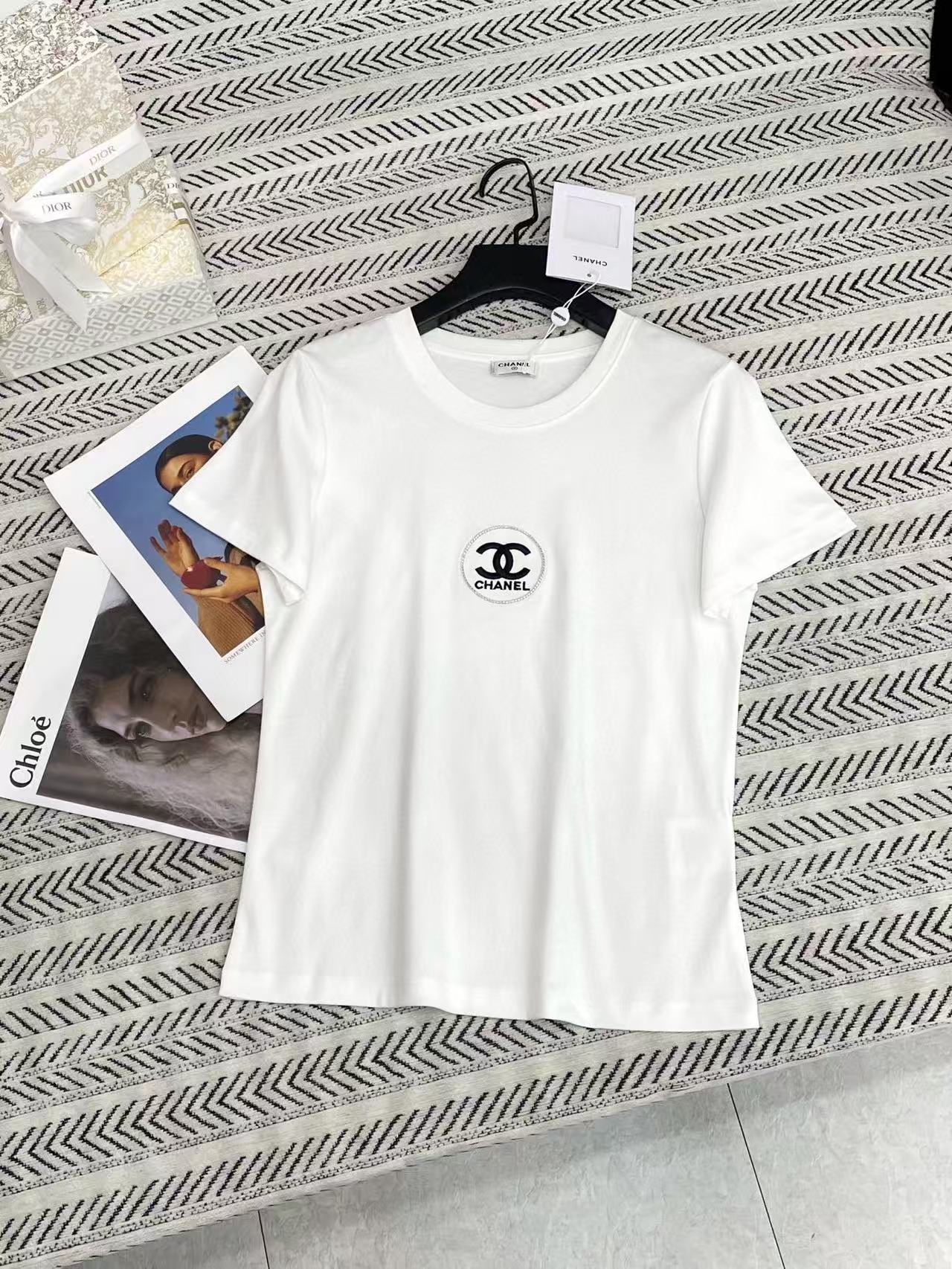 CHANE1 ダブルC 刺繍レターTシャツ【50％割引+送料無料】