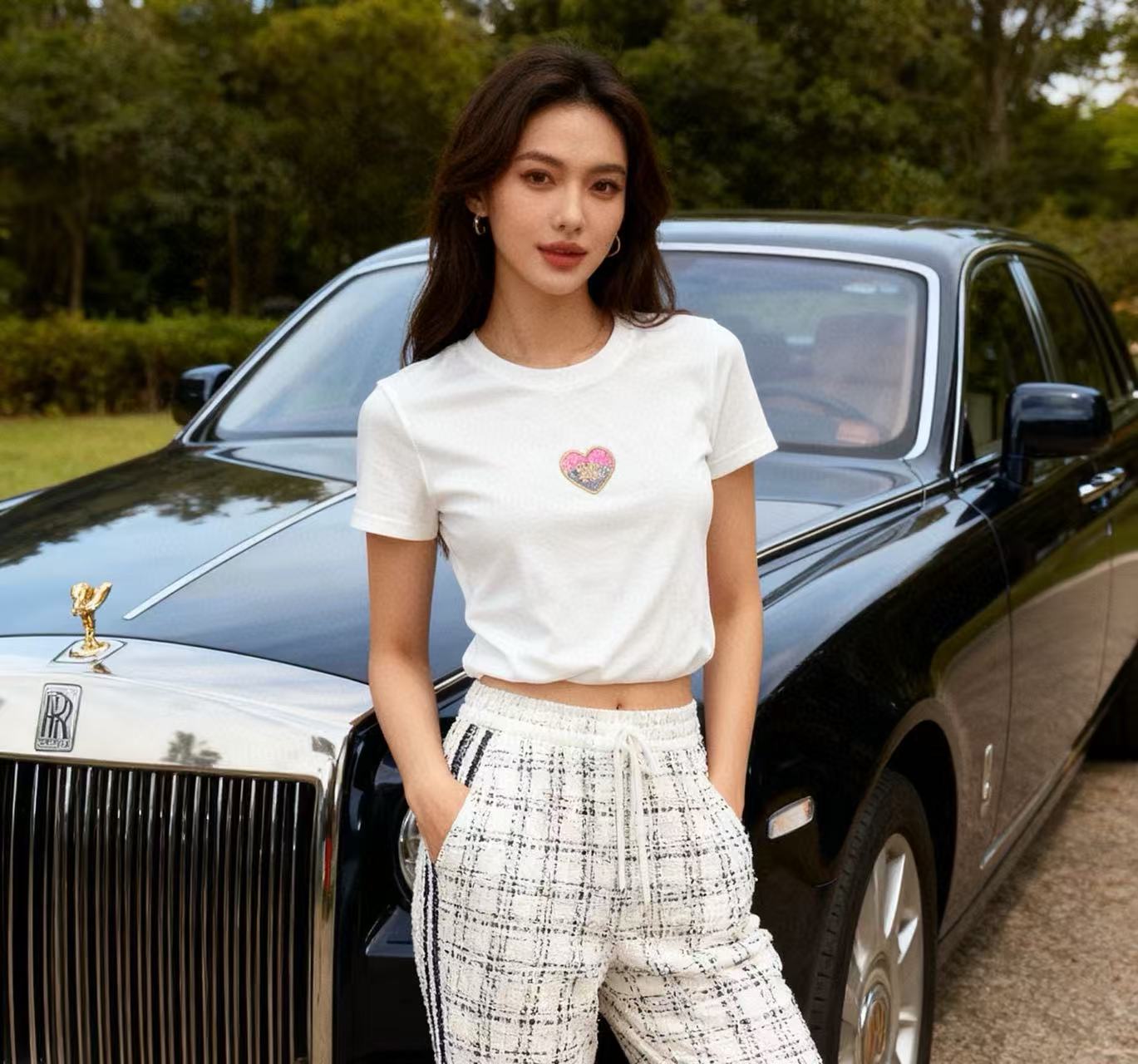 CHANE1 ハートビーズTシャツ【50％割引+送料無料】