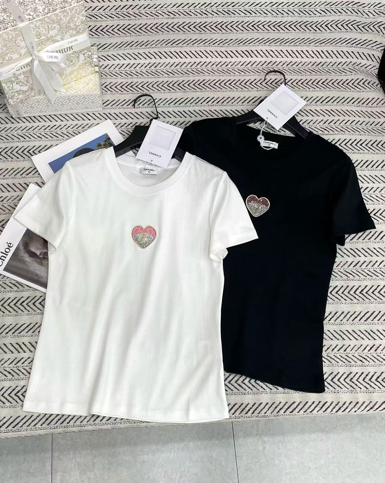 CHANE1 ハートビーズTシャツ【50％割引+送料無料】