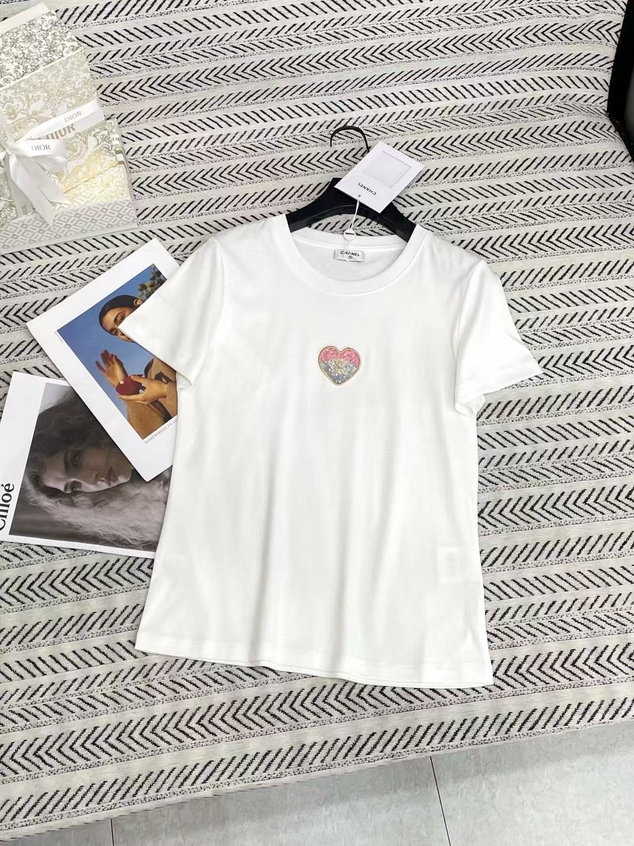 CHANE1 ハートビーズTシャツ【50％割引+送料無料】