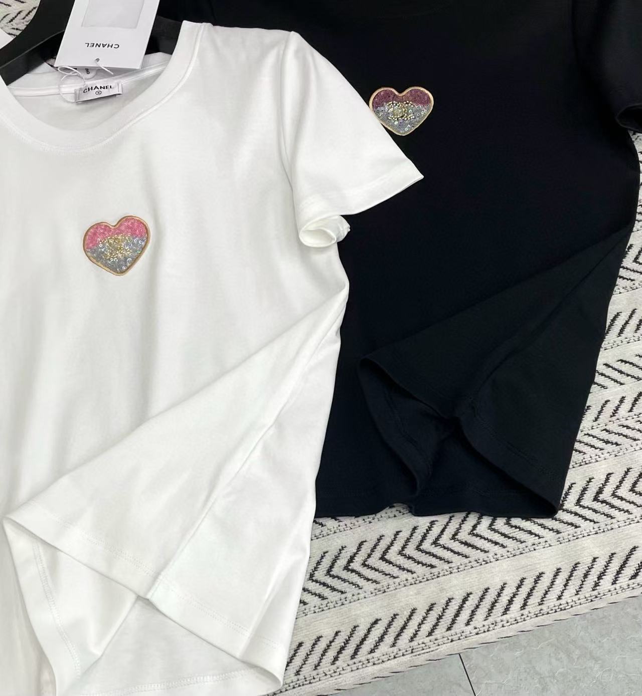 CHANE1 ハートビーズTシャツ【50％割引+送料無料】