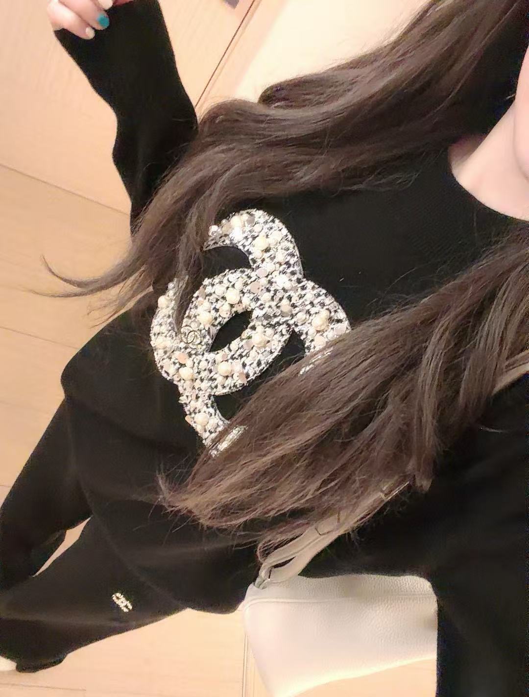 CHANE1 ダブルC ラインストーンスタッズウール ツーピースセット【50％割引+送料無料】