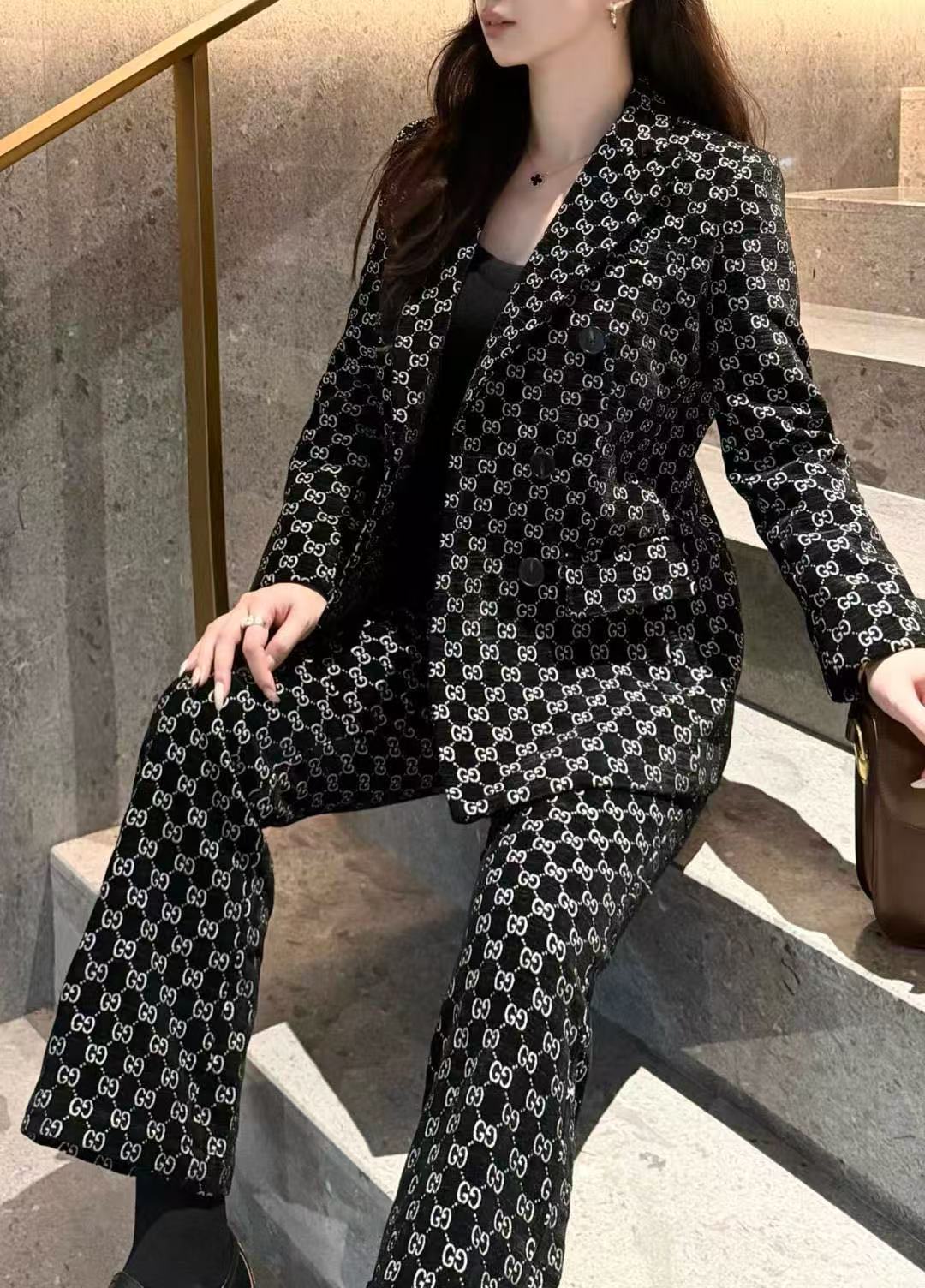 GUCC1 ジャカードブレザー + パンツ ツーピースセット【50％割引+送料無料】
