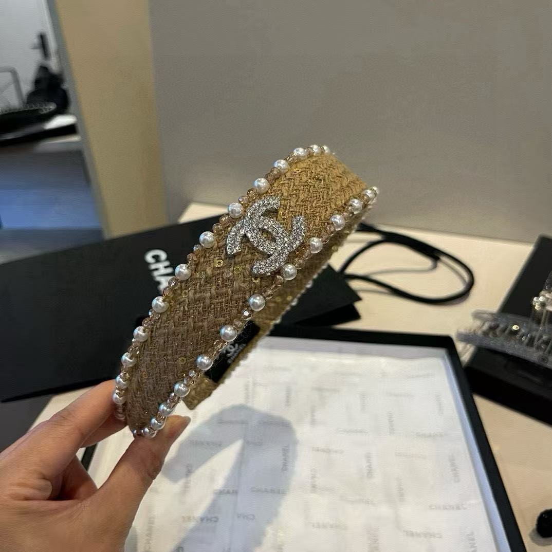 CHANE1 ダブルC パールヘッドバンド【50％割引+送料無料】