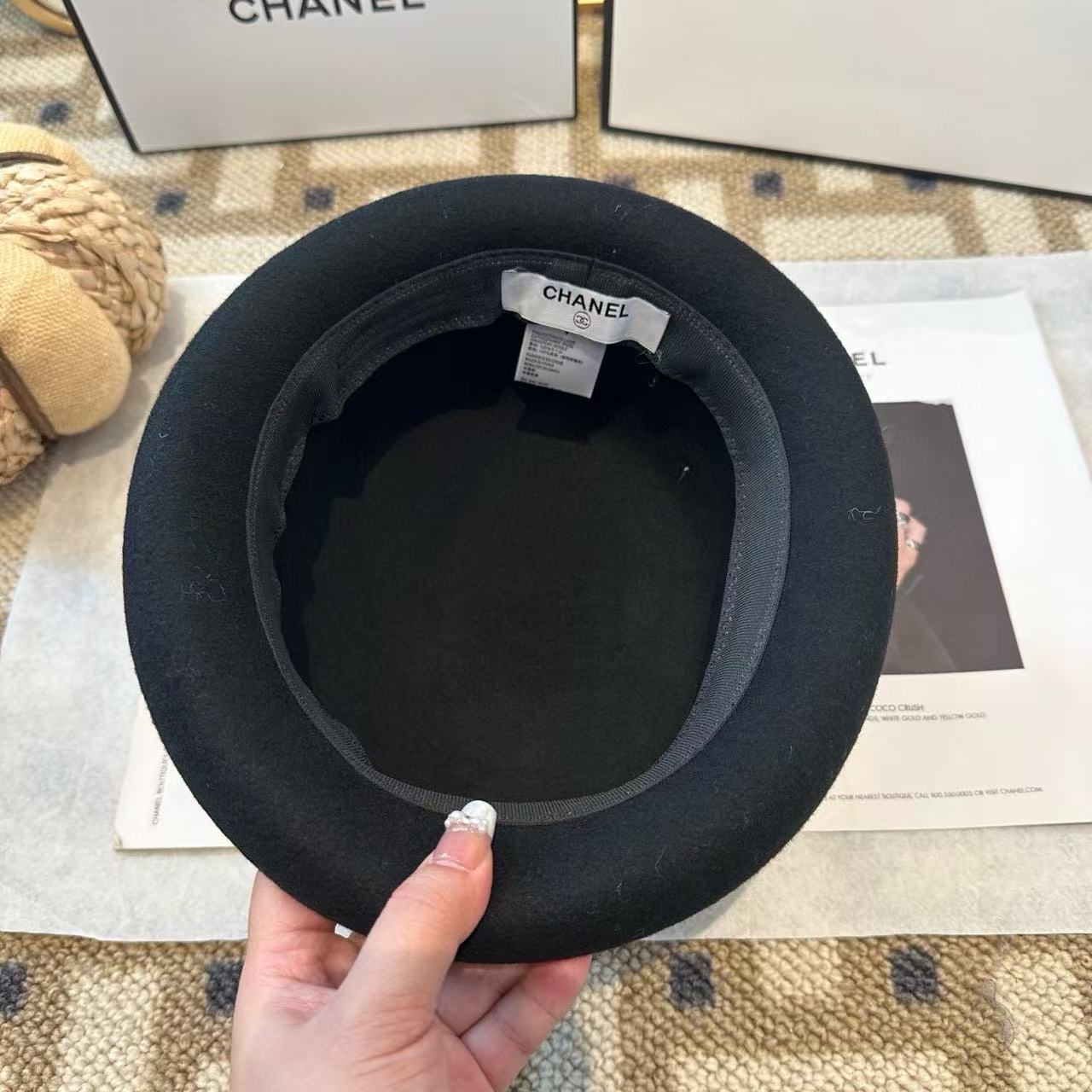 CHANE1 ボウ ダブルC ウールハット【50％割引+送料無料】