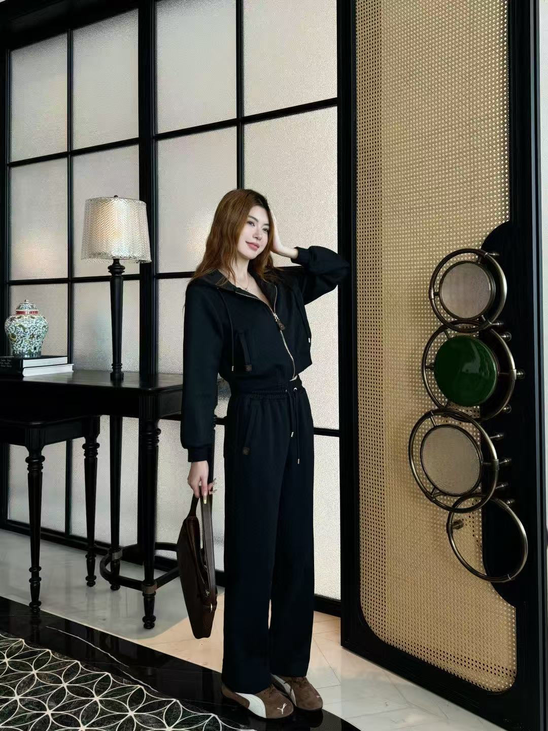 LVフード付きジャケット+パンツのツーピースセット【50％割引+送料無料】