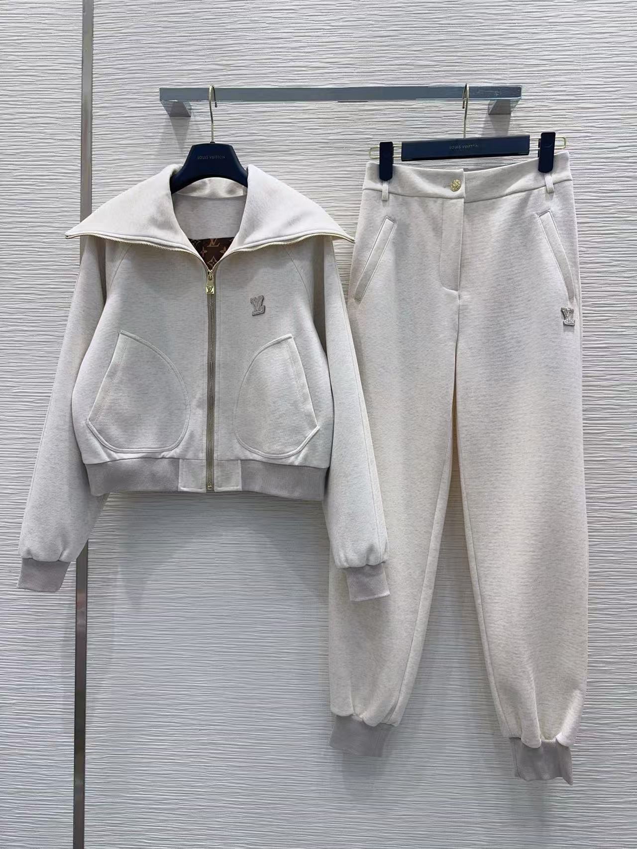 LVツーピースセット：ラペルジップアップジャケットとパンツ【50％割引+送料無料】