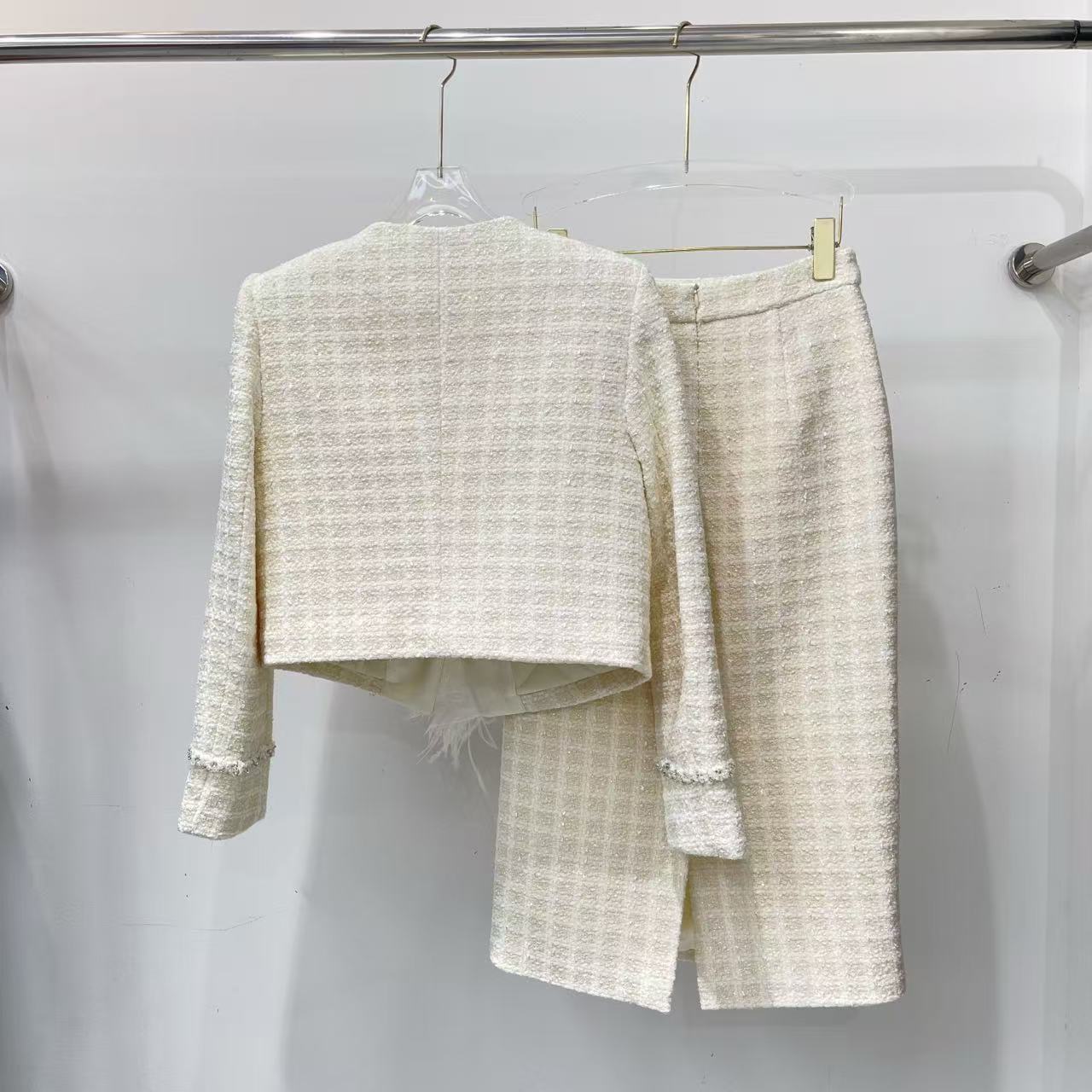 CHANE1 高品質羽毛コート＋スカートのツーピースセット【50％割引+送料無料】