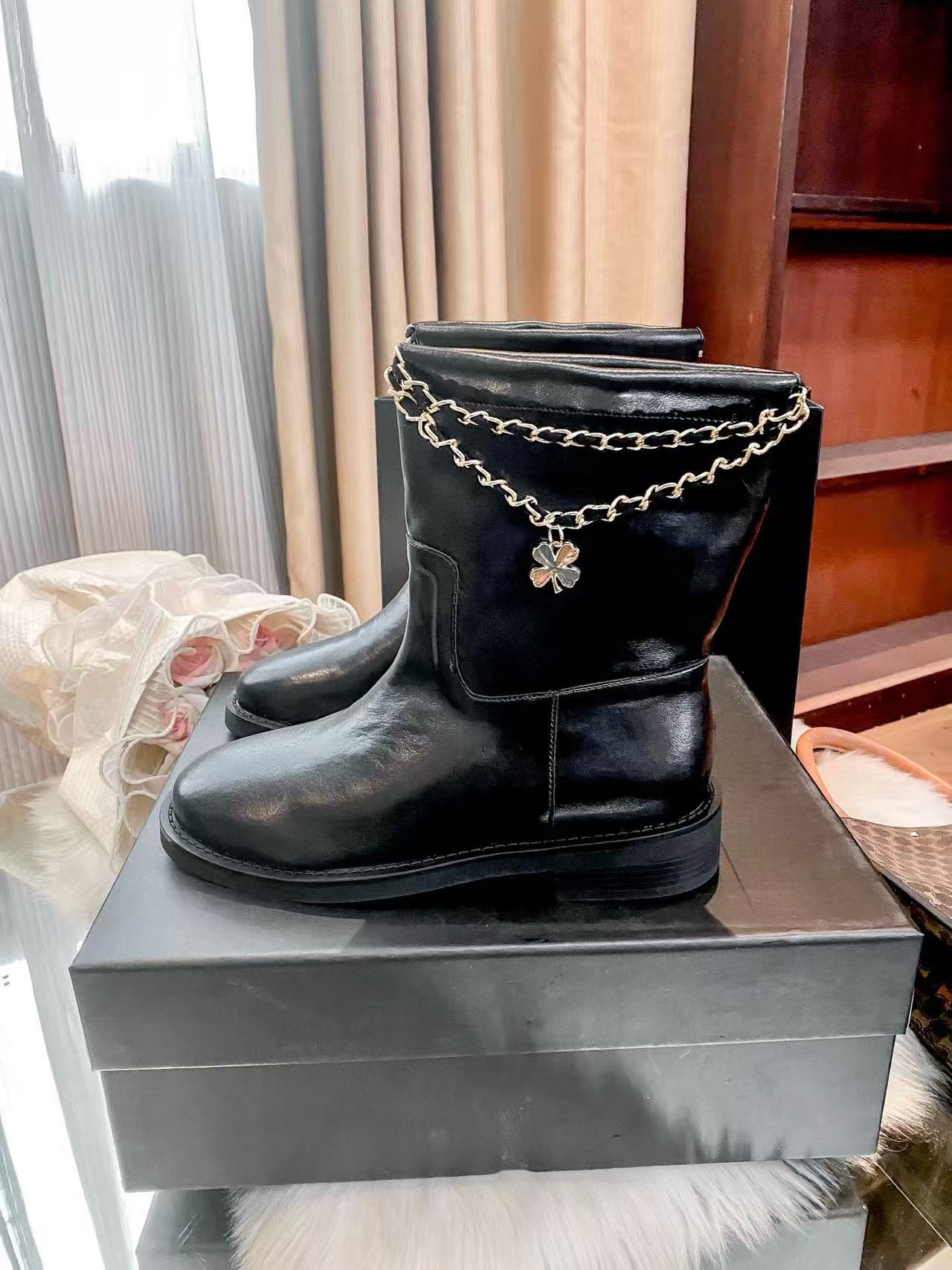 CHANE1 ダブルCチェーンアンクルブーツ【50％割引+送料無料】