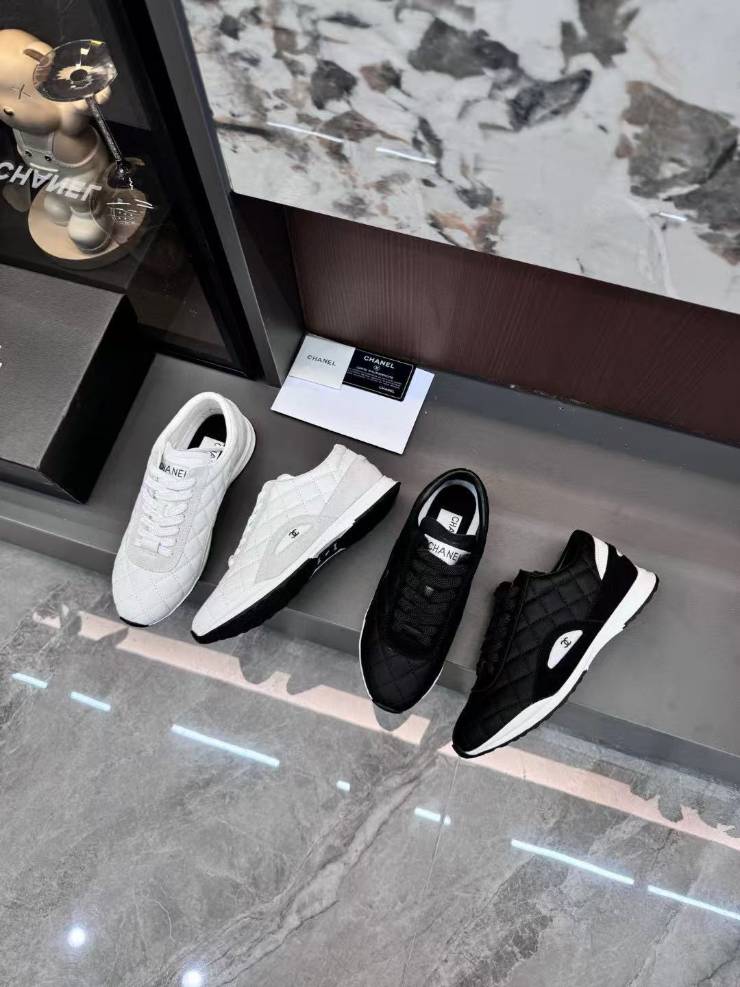 CHANE1 チェック柄ダブルCカジュアルシューズ【50％割引+送料無料】