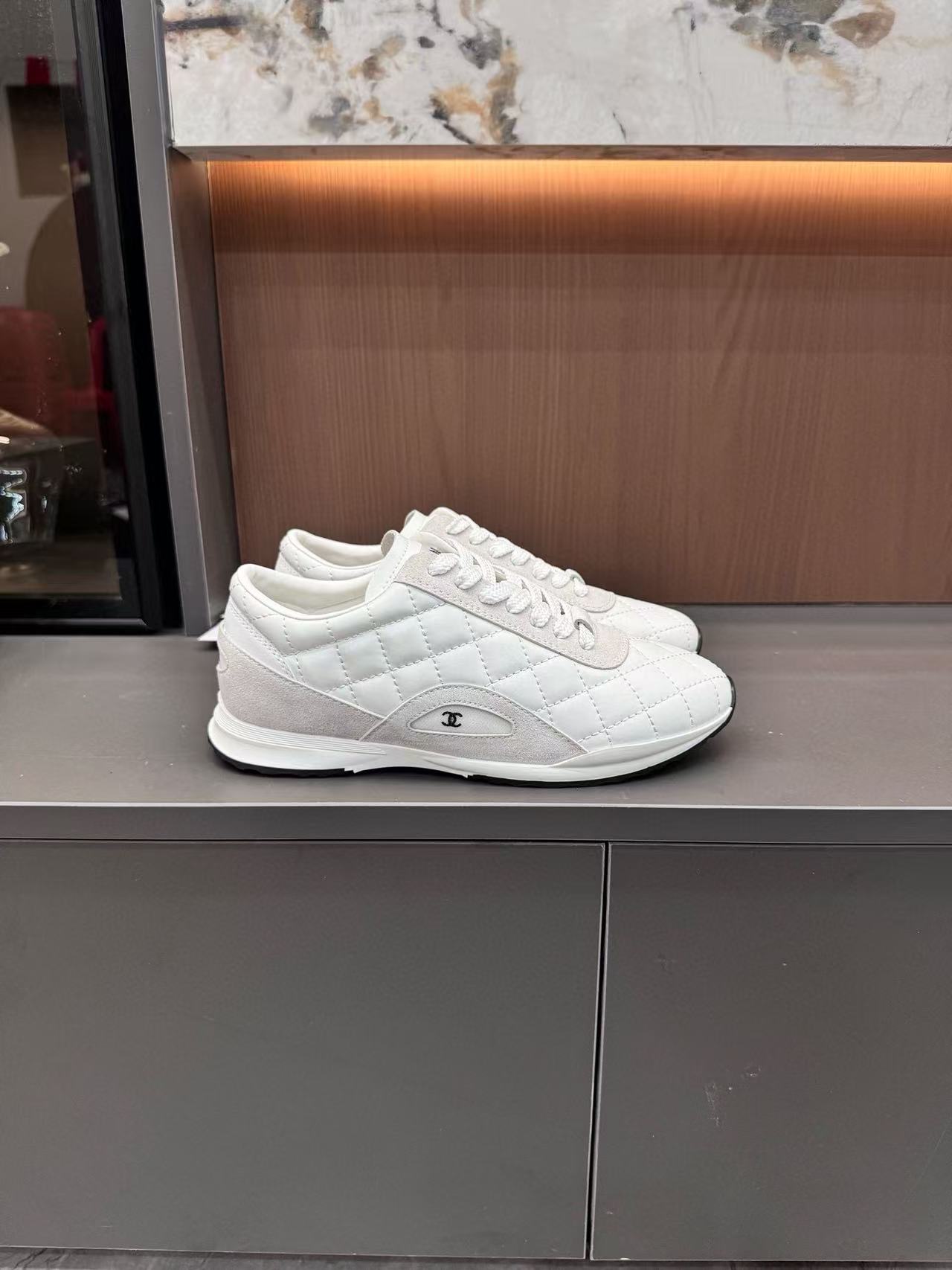 CHANE1 チェック柄ダブルCカジュアルシューズ【50％割引+送料無料】