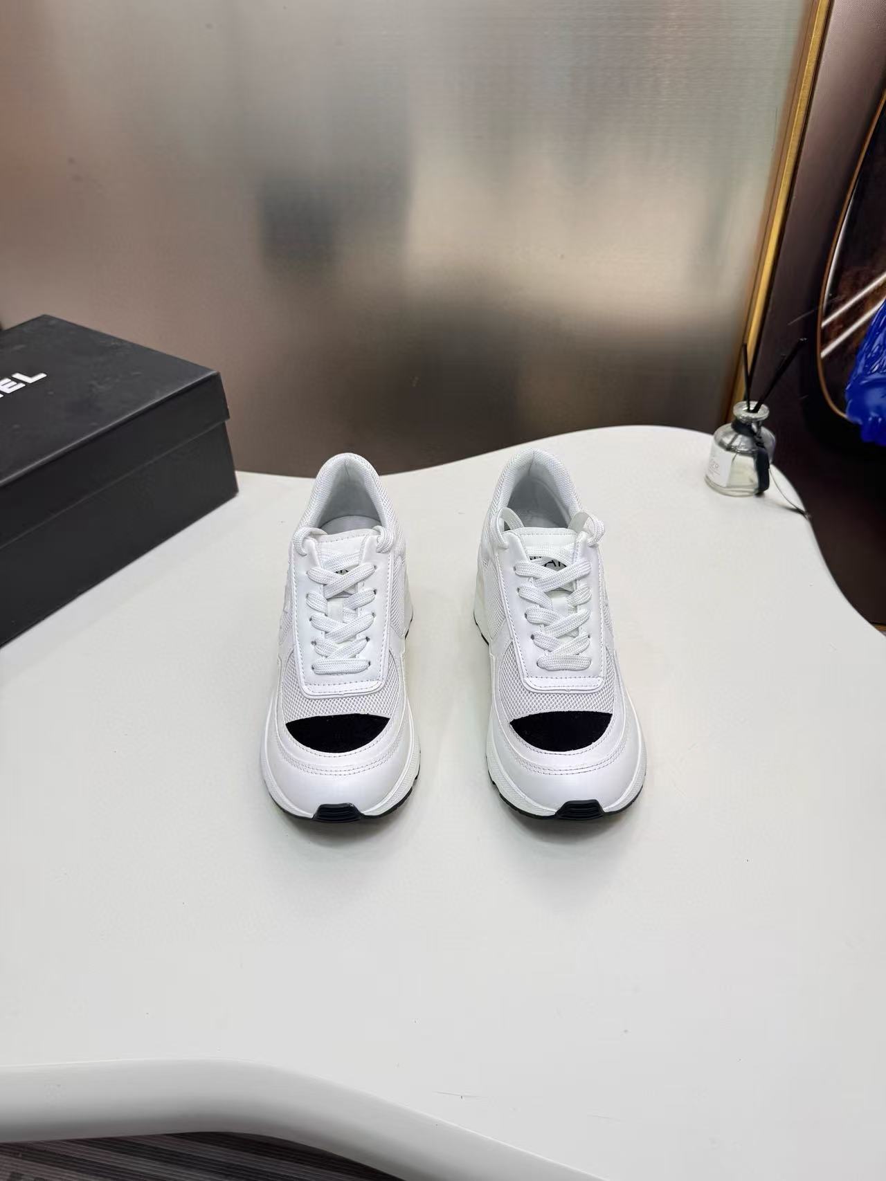 CHANE1 ダブルC 厚底カラーブロックスニーカー【50％割引+送料無料】