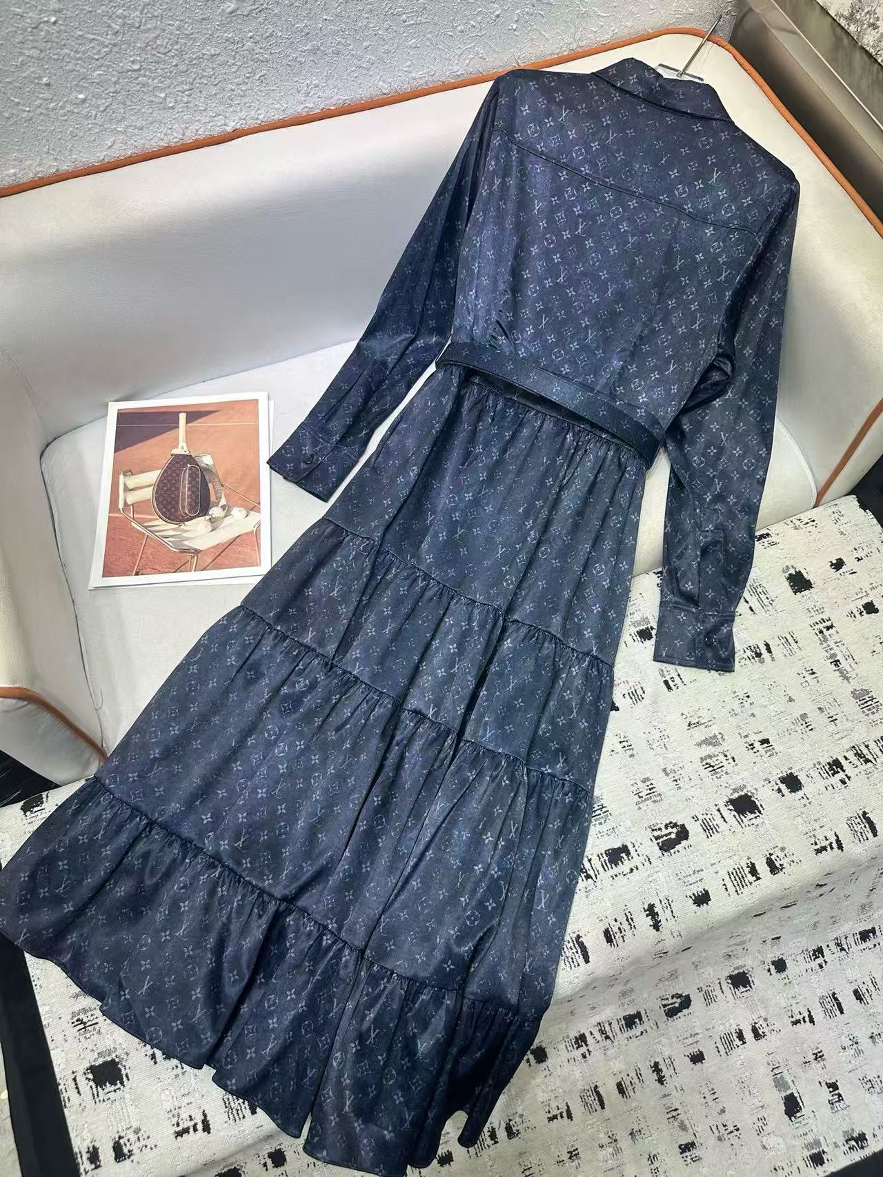 LVの高品質プリント長袖ドレス【50％割引+送料無料】