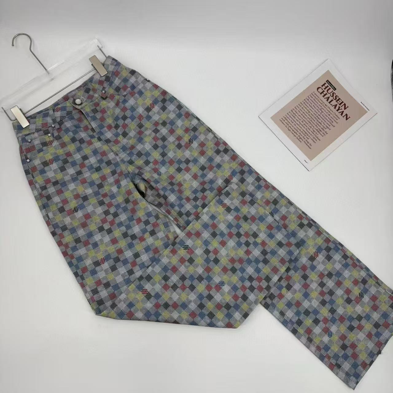 LVチェック柄デニムジャケットとパンツのツーピースセット【50％割引+送料無料】